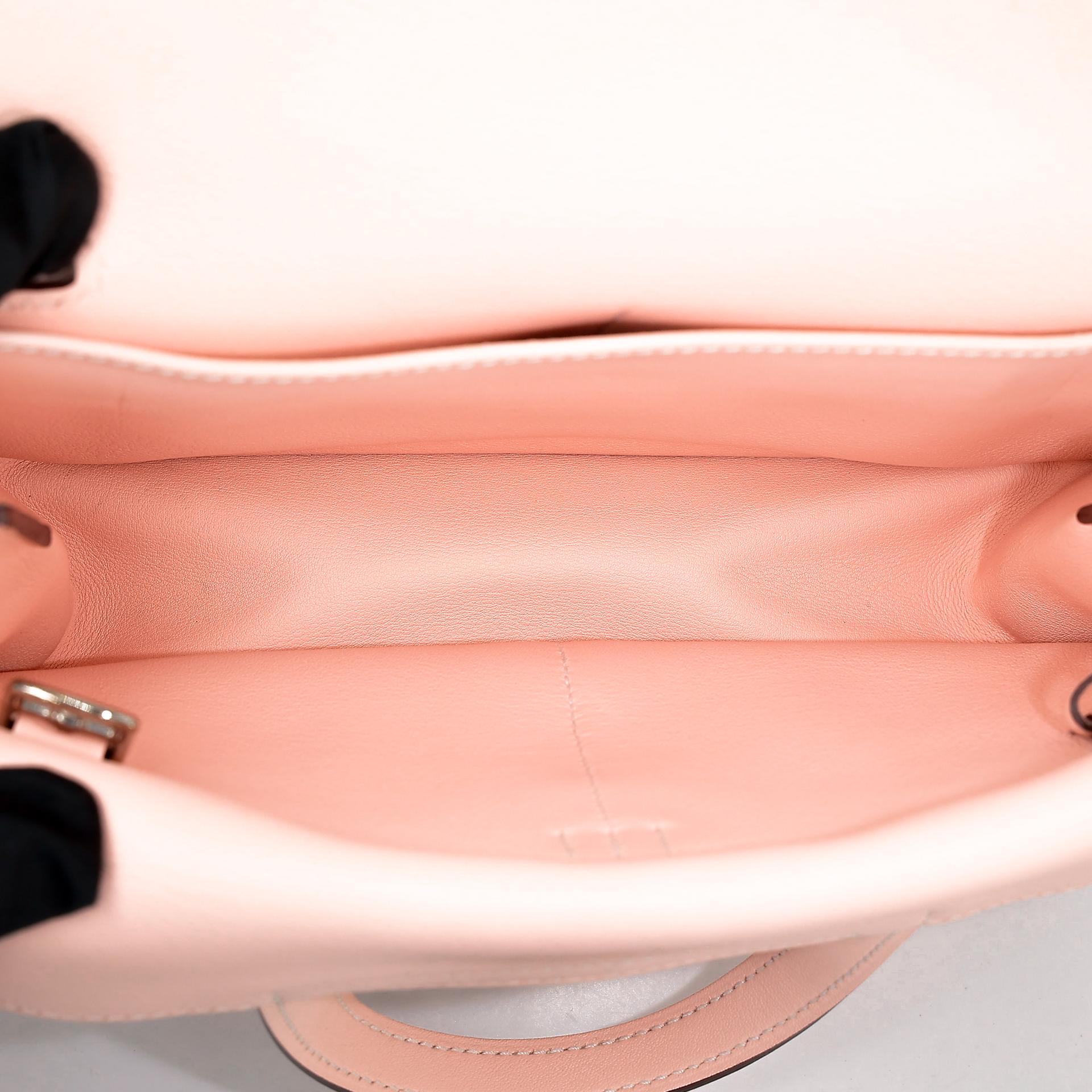 Very Good ( Rank A) HERMÈS Halzan Mini Rose Eglantine (P1) Swift Palladium hardware X (2016) - 16