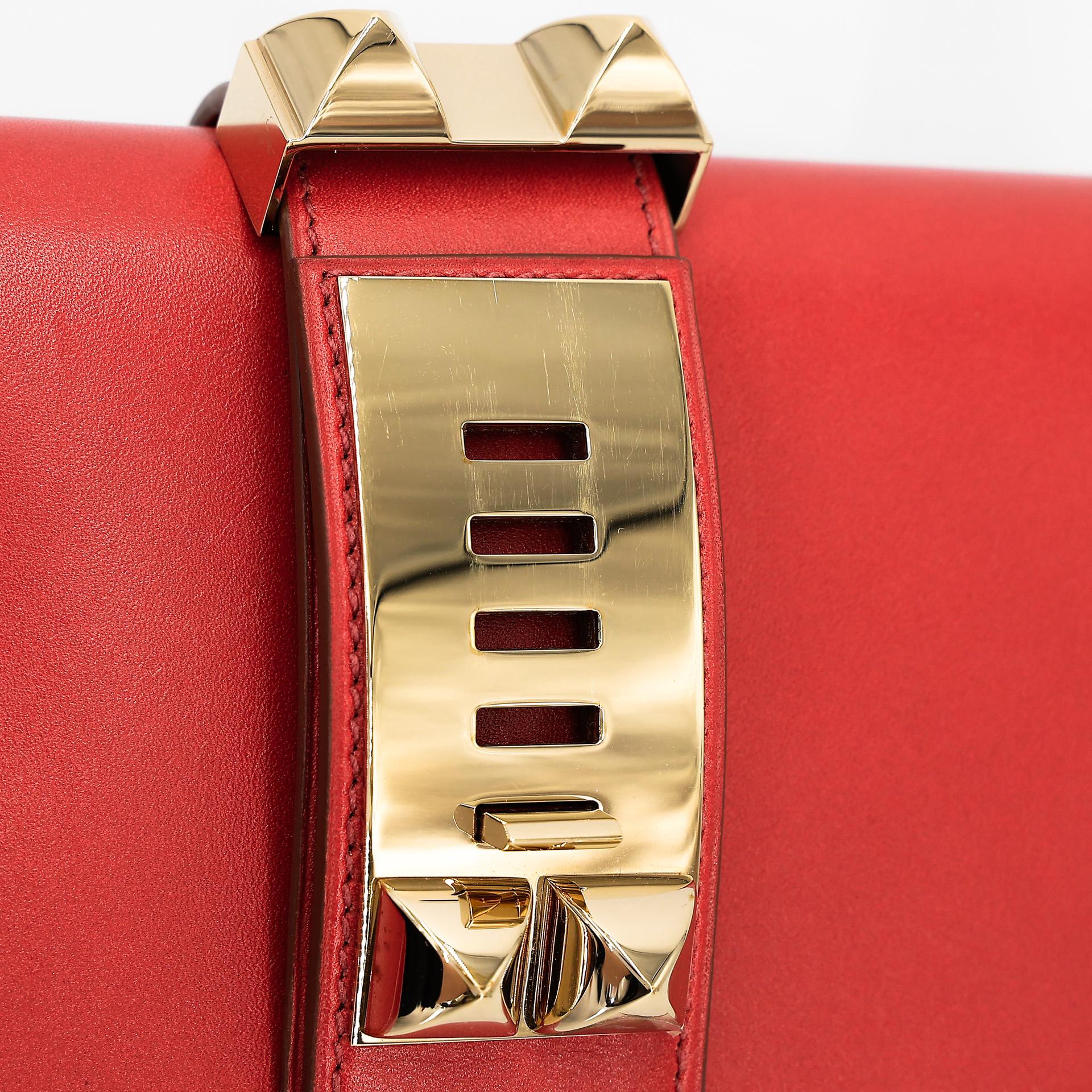Very Good ( Rank A) HERMÈS Medor 23 Clutch Brique (36) Tadelakt Gold hardware Square P (2012) - 7