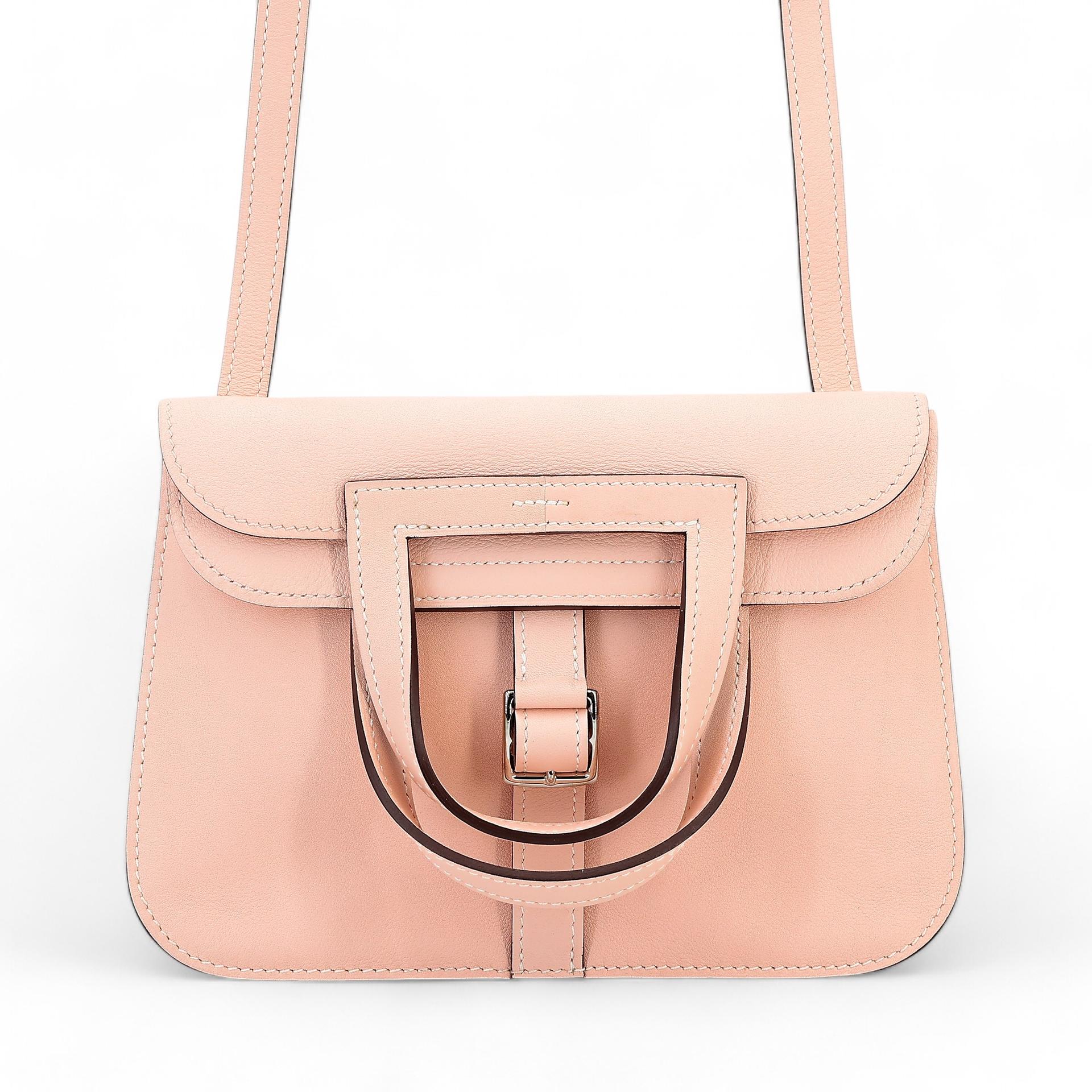 Very Good ( Rank A) HERMÈS Halzan Mini Rose Eglantine (P1) Swift Palladium hardware X (2016) - 1