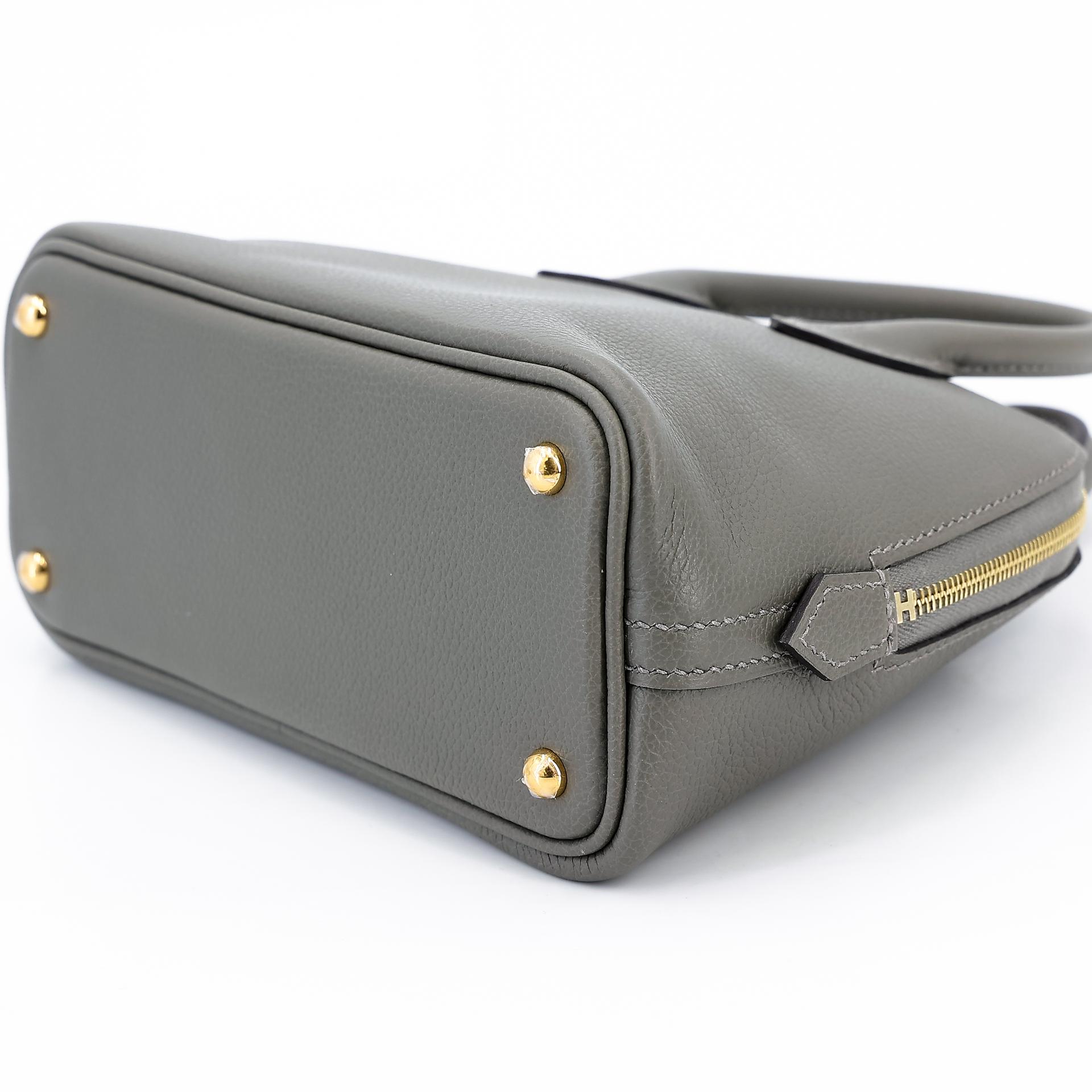 Brand New ( Rank N ) HERMÈS Mini Bolide 1923 Gris Meyer (0L) Evercolor Gold hardware B (2023) - 5