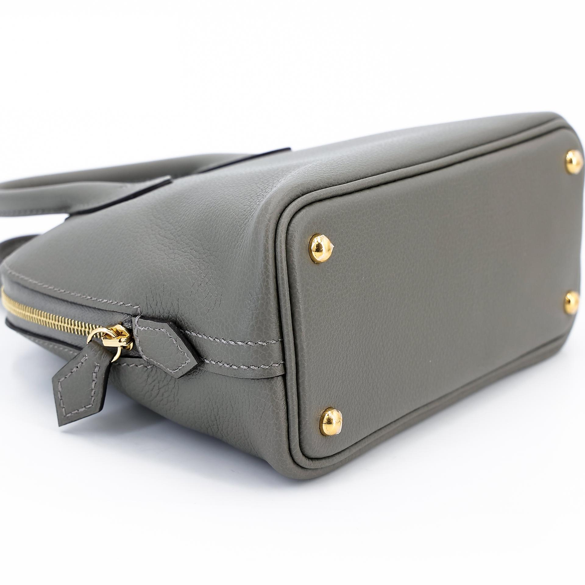 Brand New ( Rank N ) HERMÈS Mini Bolide 1923 Gris Meyer (0L) Evercolor Gold hardware B (2023) - 7