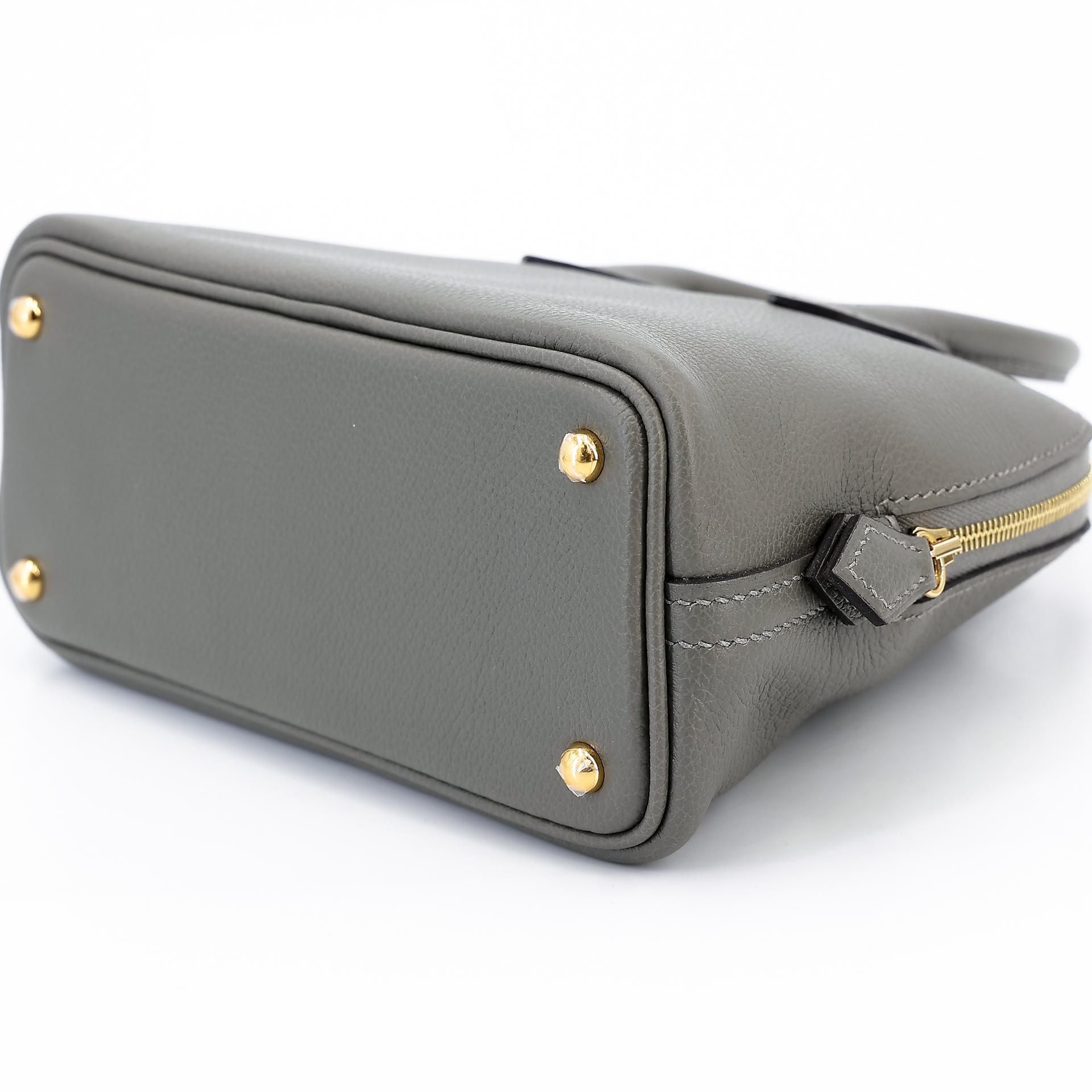 Brand New ( Rank N ) HERMÈS Mini Bolide 1923 Gris Meyer (0L) Evercolor Gold hardware B (2023) - 6
