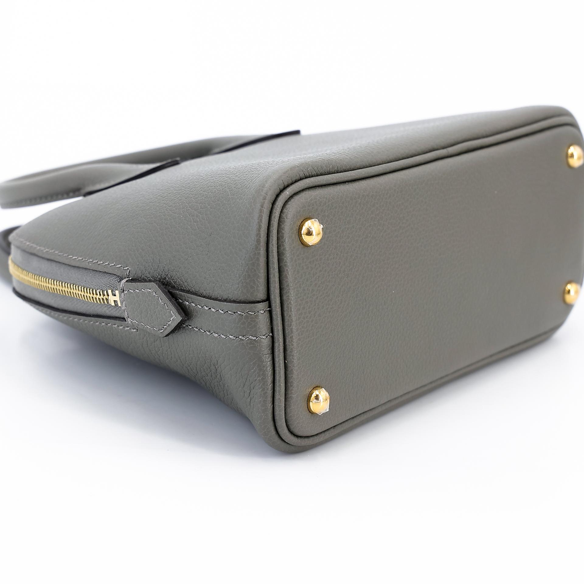 Brand New ( Rank N ) HERMÈS Mini Bolide 1923 Gris Meyer (0L) Evercolor Gold hardware B (2023) - 4