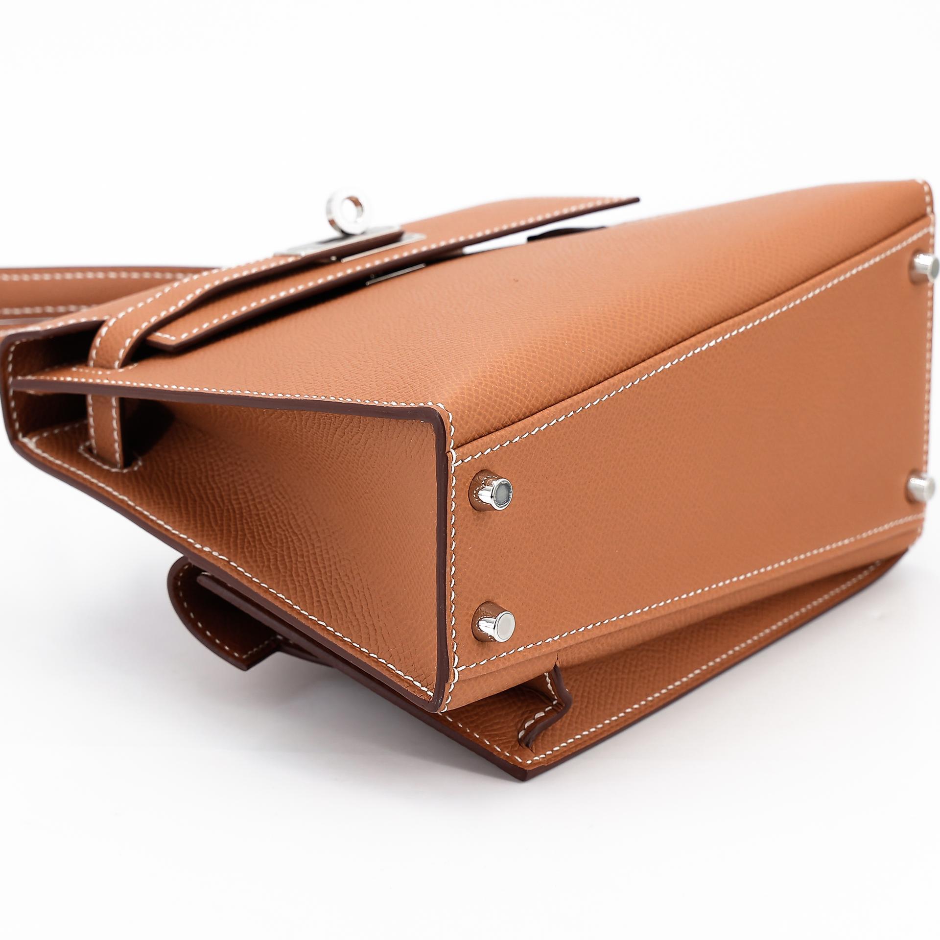 Brand New ( Rank N ) HERMÈS Limited Edition Kelly 20 en Desordre Gold (37) Epsom Palladium hardware W (2024) - 5