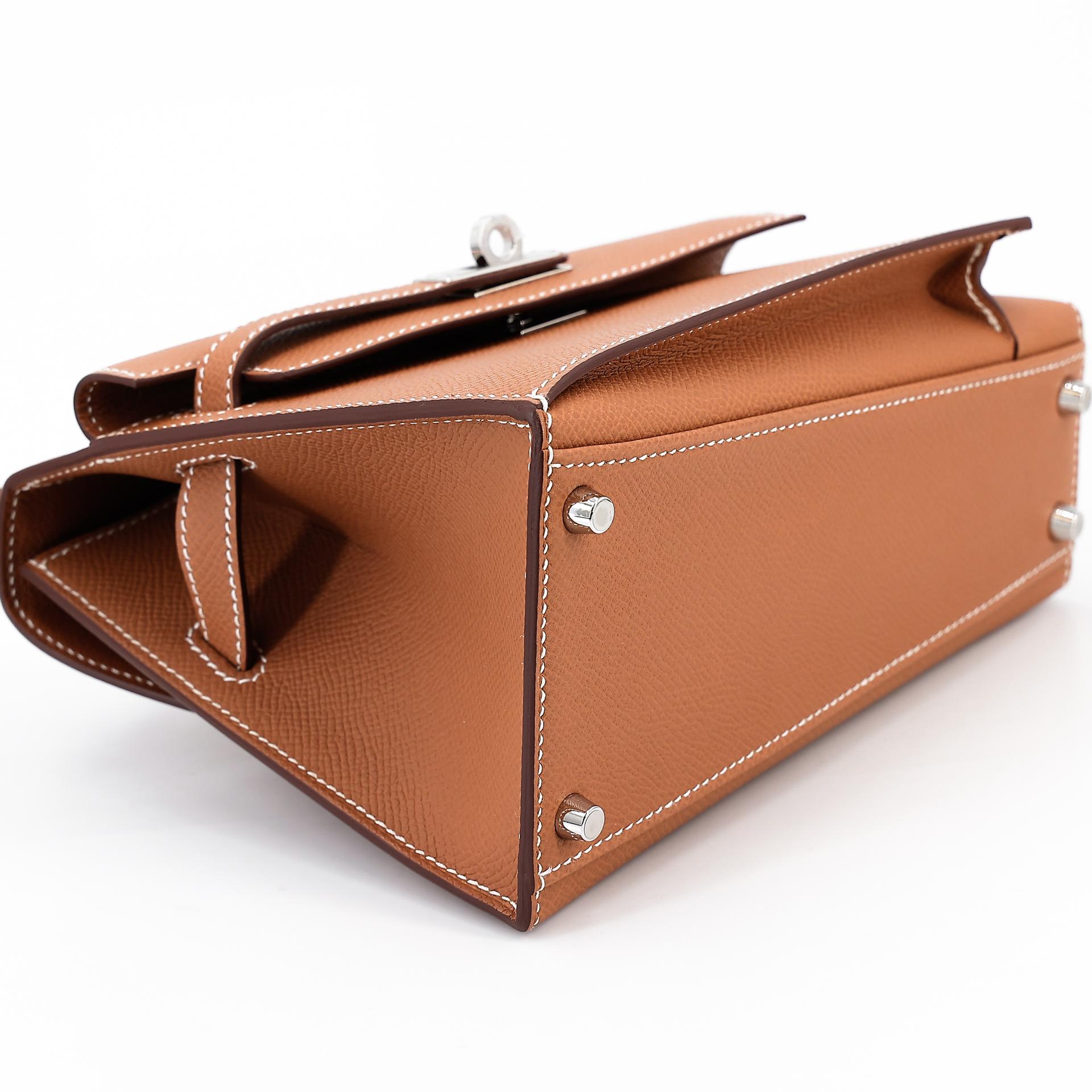 Brand New ( Rank N ) HERMÈS Limited Edition Kelly 20 en Desordre Gold (37) Epsom Palladium hardware W (2024) - 7