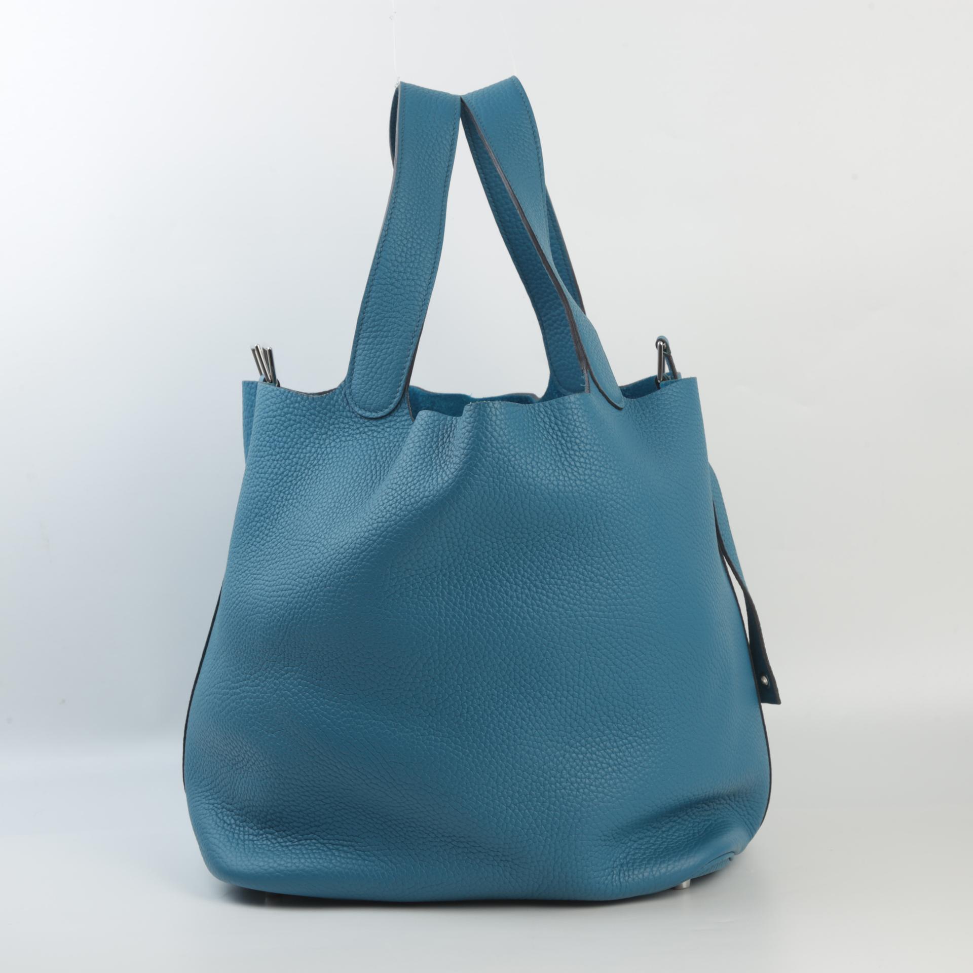 Very Good ( Rank A) HERMÈS Picotin Lock GM Cobalt (7C) Clemence Palladium hardware Square R (2014) - 4