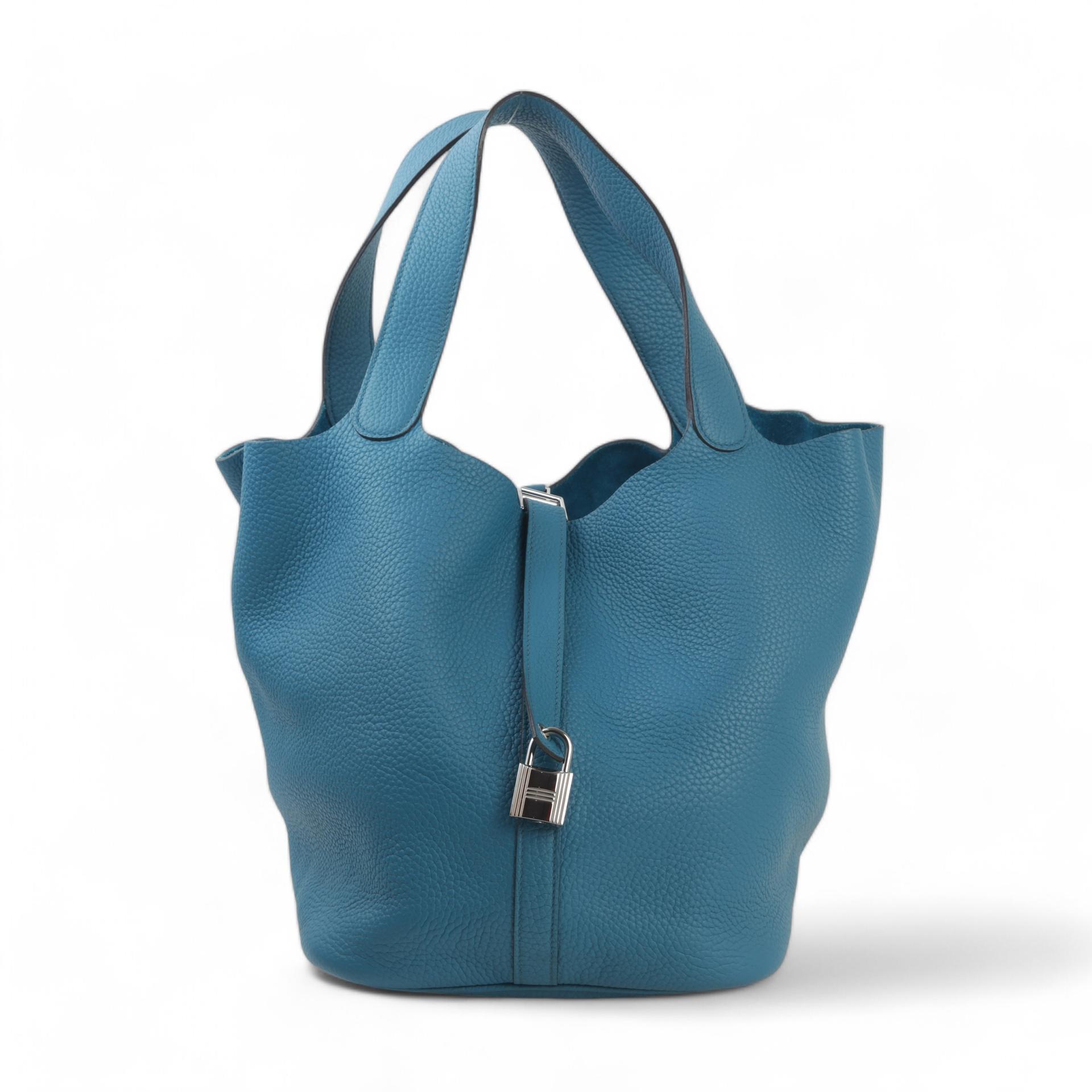 Very Good ( Rank A) HERMÈS Picotin Lock GM Cobalt (7C) Clemence Palladium hardware Square R (2014) - 1