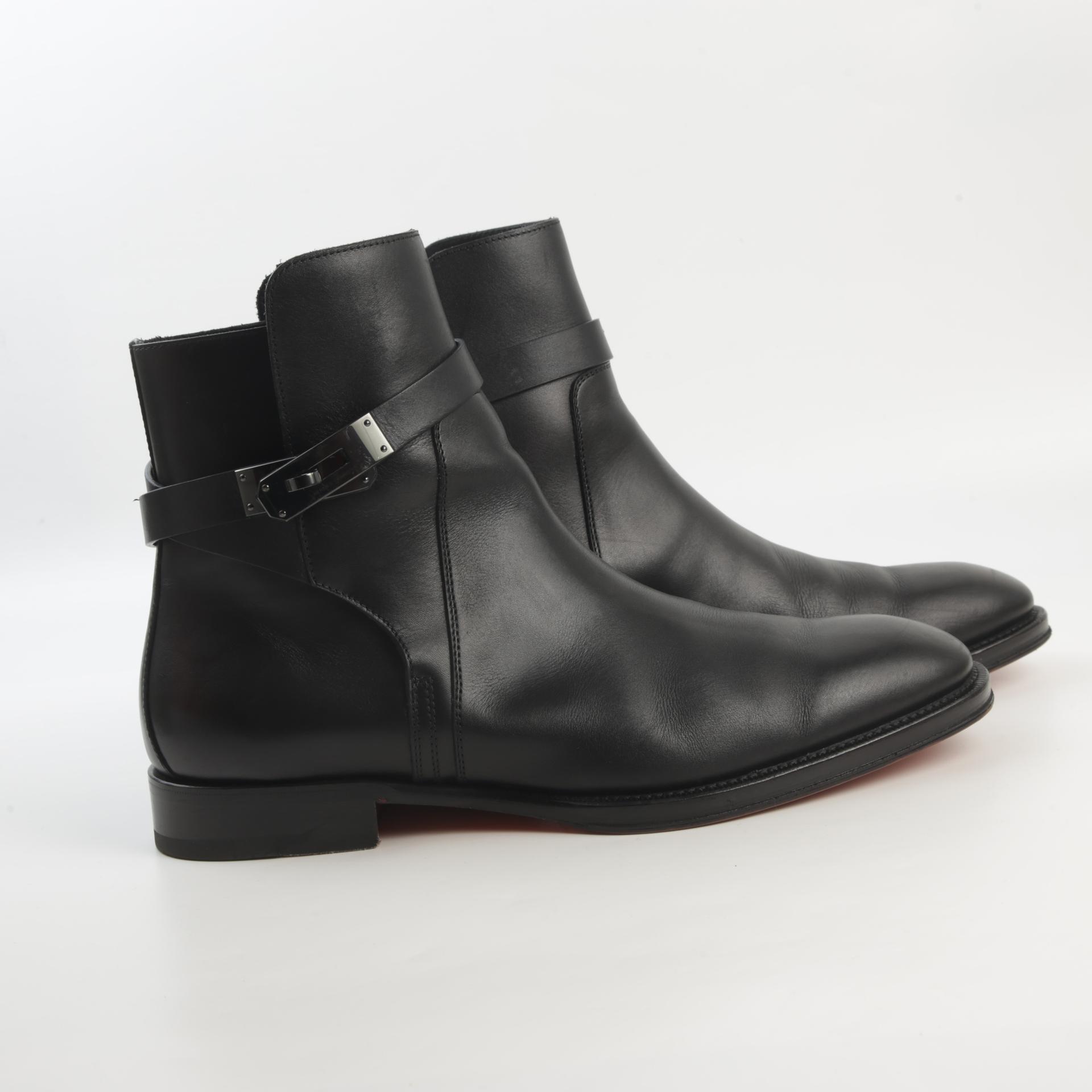 Very Good ( Rank A) HERMÈS Fortune Ankle Boots Black (89) Calfskin Black hardware - 4
