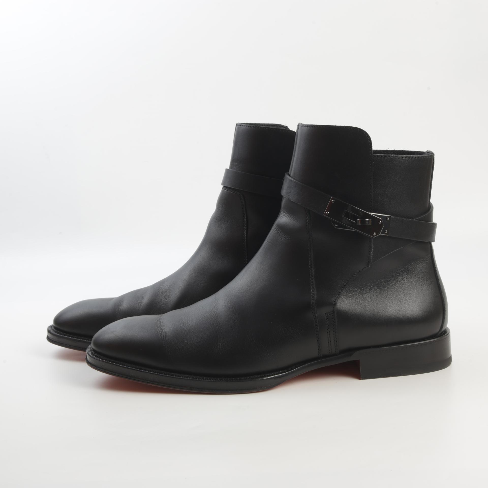Very Good ( Rank A) HERMÈS Fortune Ankle Boots Black (89) Calfskin Black hardware - 3