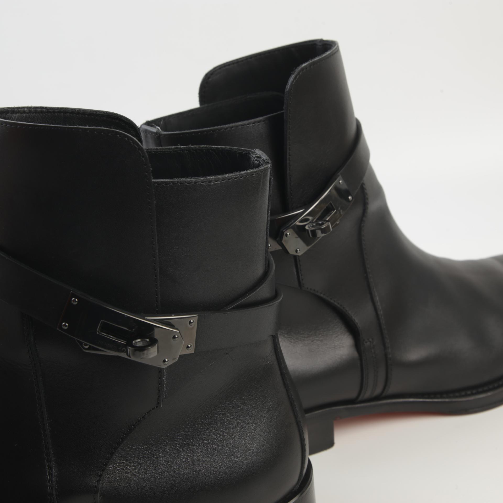 Very Good ( Rank A) HERMÈS Fortune Ankle Boots Black (89) Calfskin Black hardware - 5