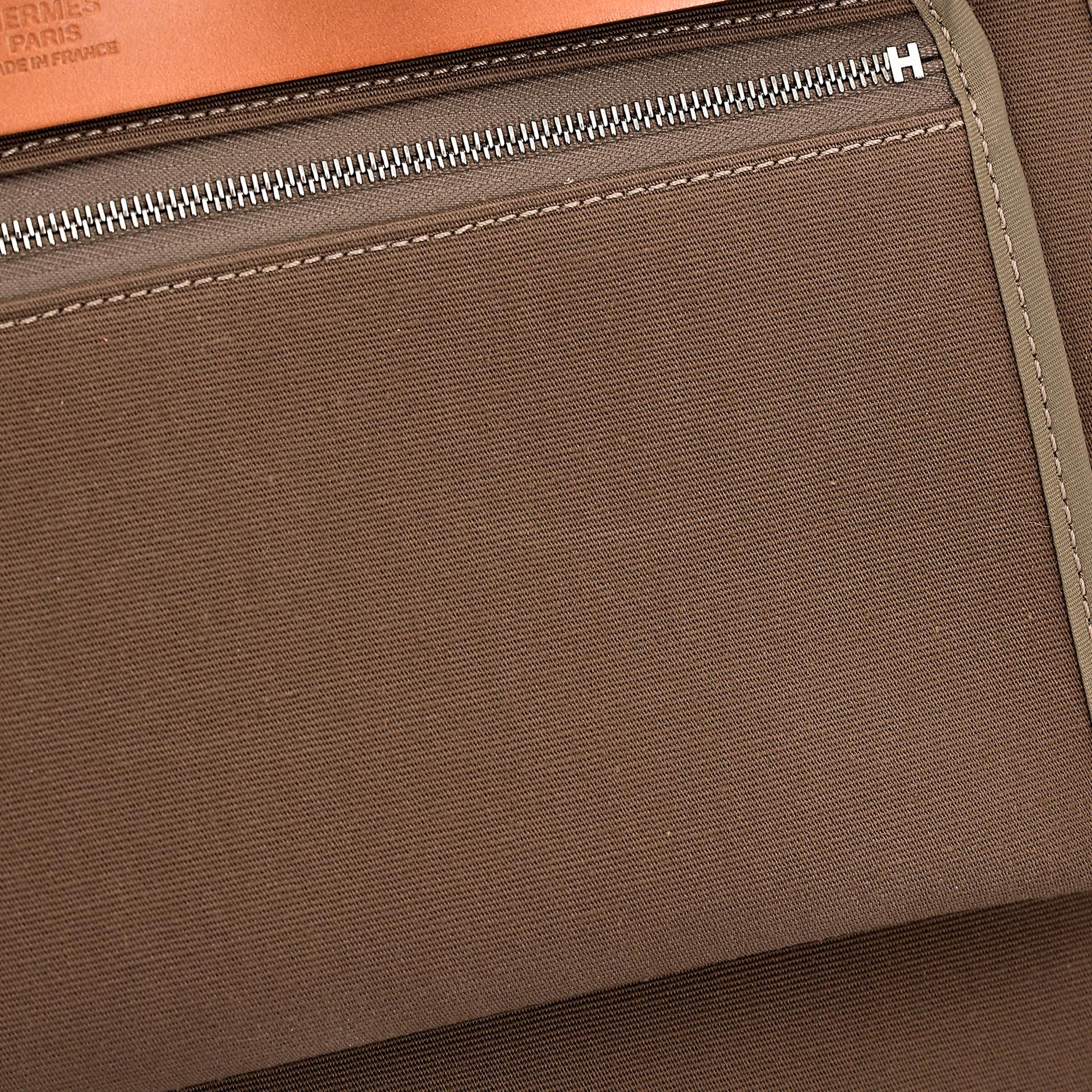 Excellent ( Rank SA ) HERMÈS Herbag PM Etoupe (18) Gold (37) Canvas  Leather Palladium hardware D (2019) - 13