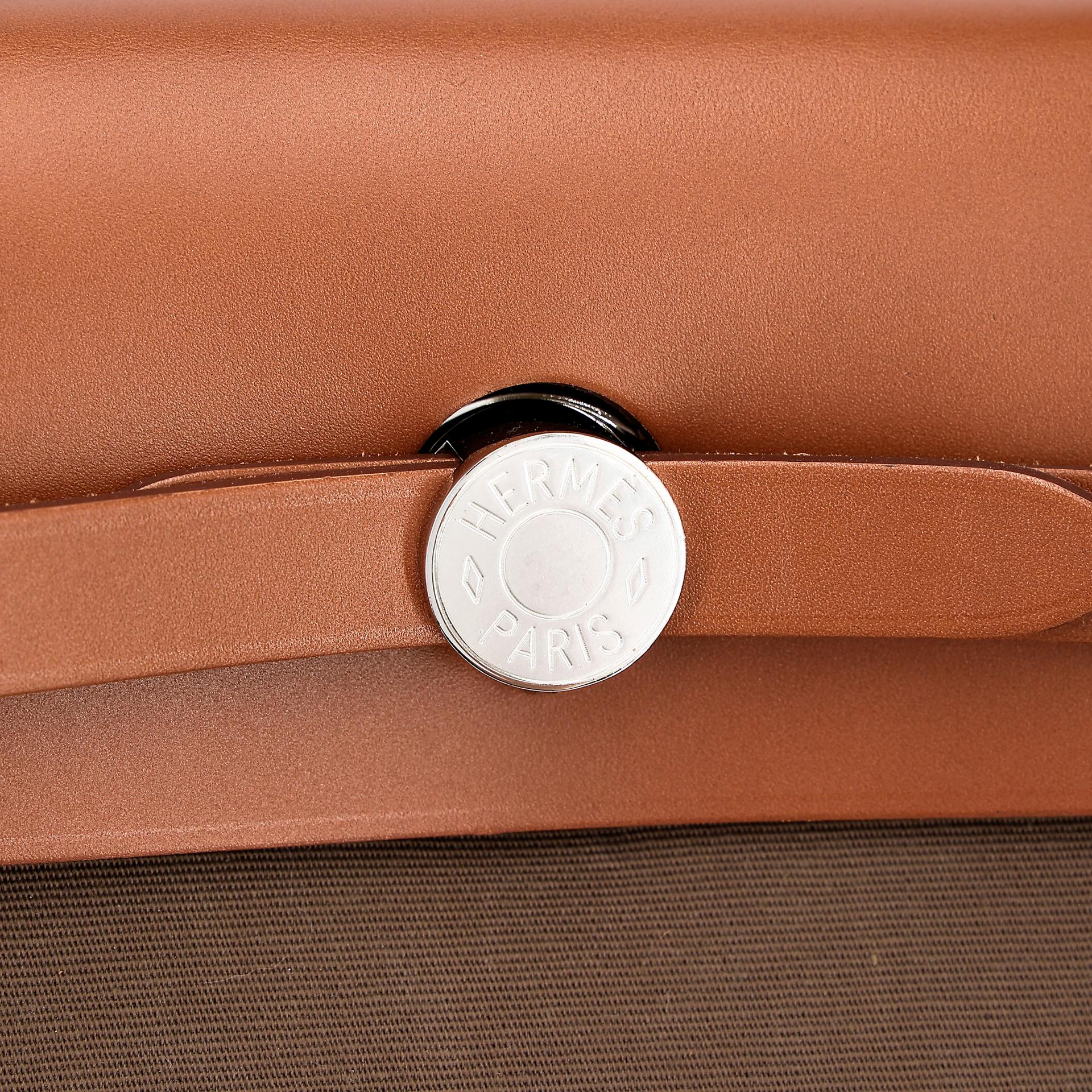 Excellent ( Rank SA ) HERMÈS Herbag PM Etoupe (18) Gold (37) Canvas  Leather Palladium hardware D (2019) - 10
