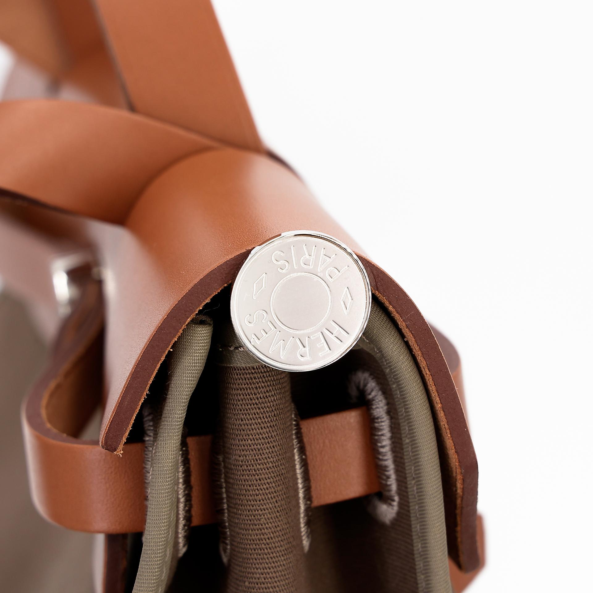 Excellent ( Rank SA ) HERMÈS Herbag PM Etoupe (18) Gold (37) Canvas  Leather Palladium hardware D (2019) - 9
