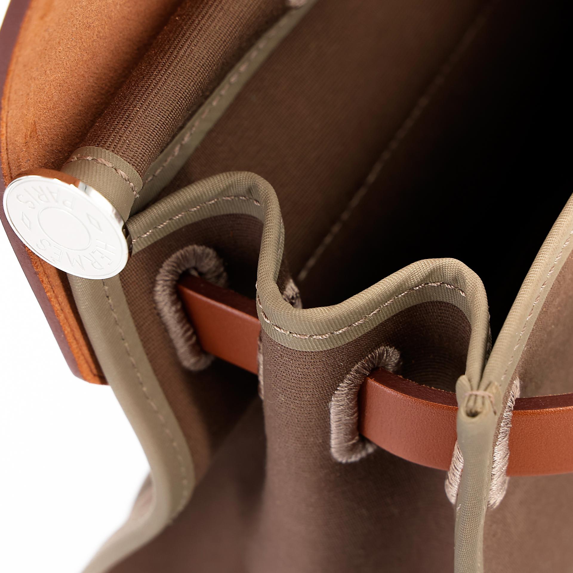 Excellent ( Rank SA ) HERMÈS Herbag PM Etoupe (18) Gold (37) Canvas  Leather Palladium hardware D (2019) - 20