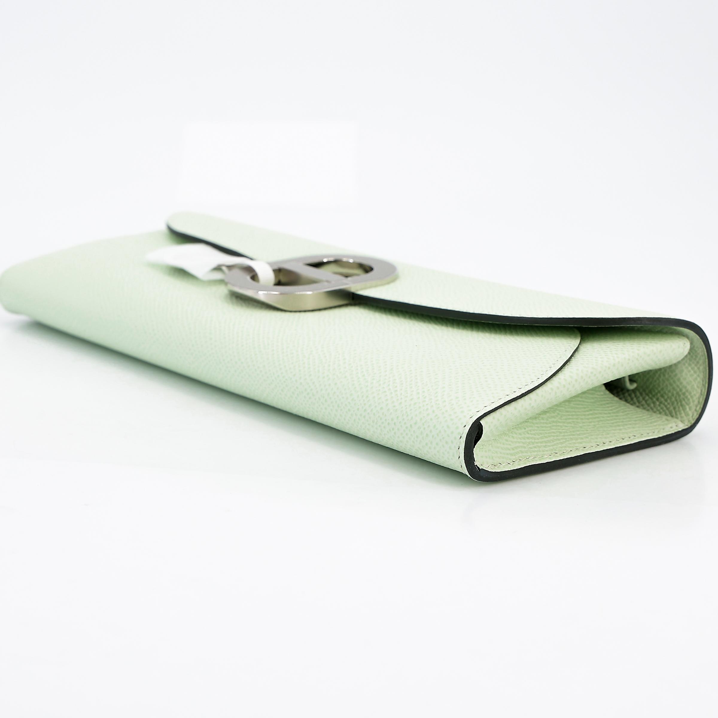 Brand New ( Rank N ) HERMÈS Chaine d'Ancre To Go wallet Vert Fizz (0S) Epsom Palladium hardware B (2023) - 5