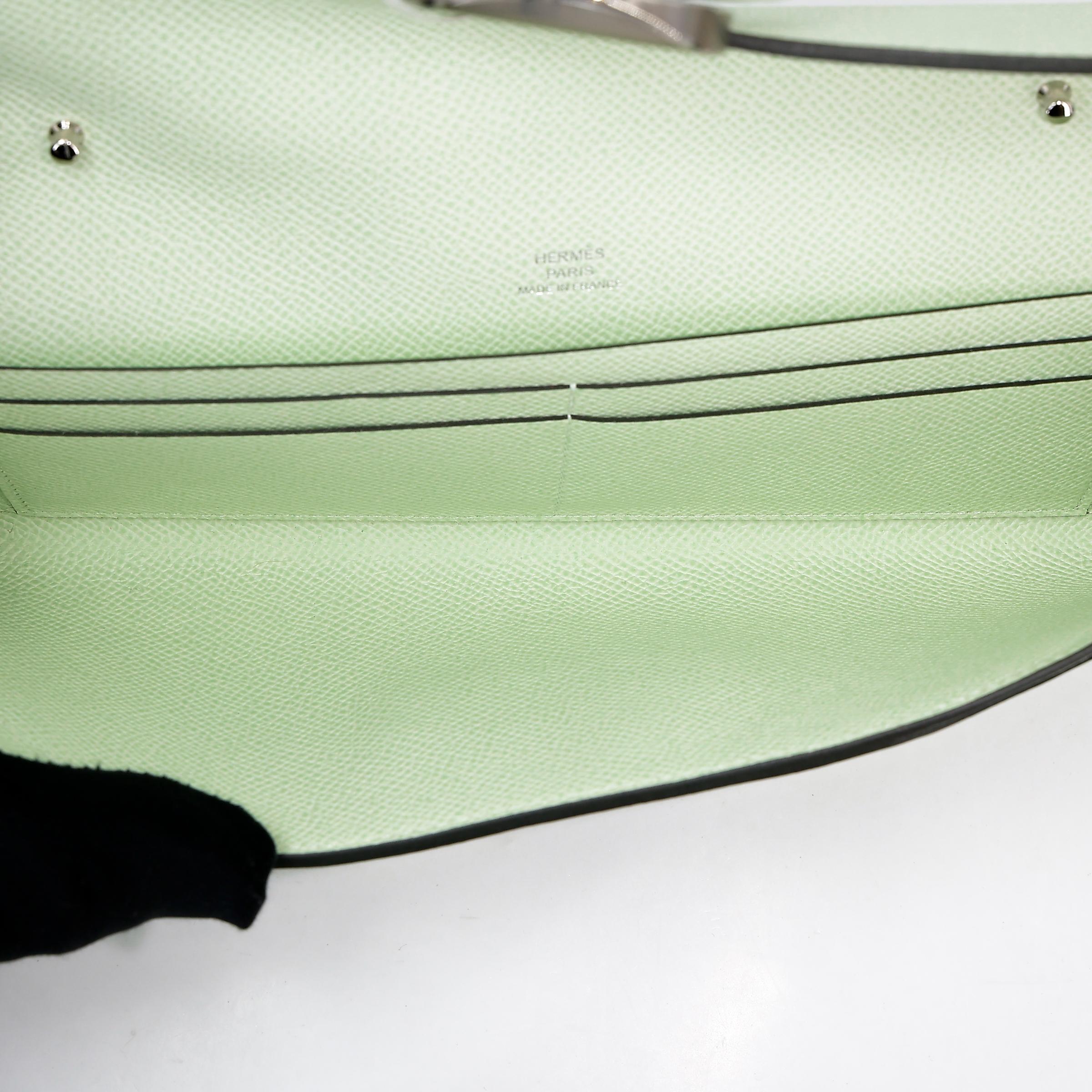 Brand New ( Rank N ) HERMÈS Chaine d'Ancre To Go wallet Vert Fizz (0S) Epsom Palladium hardware B (2023) - 12