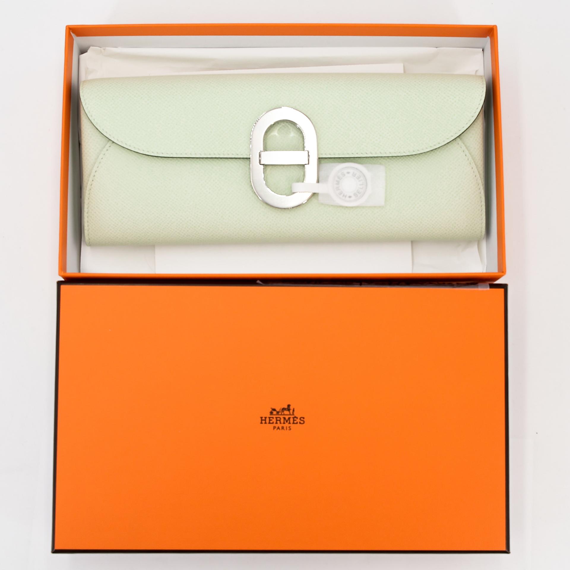 Brand New ( Rank N ) HERMÈS Chaine d'Ancre To Go wallet Vert Fizz (0S) Epsom Palladium hardware B (2023) - 17
