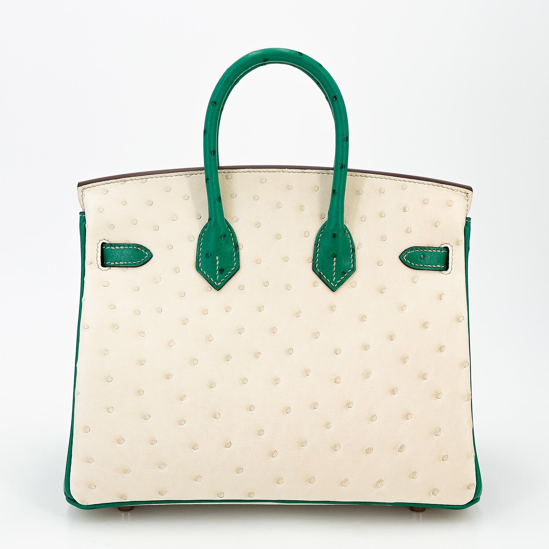 Brand New ( Rank N ) HERMÈS Special Order Birkin 25 Craie (10) Bamboo (1K) Ostrich Rose Gold hardware W (2024) - 2