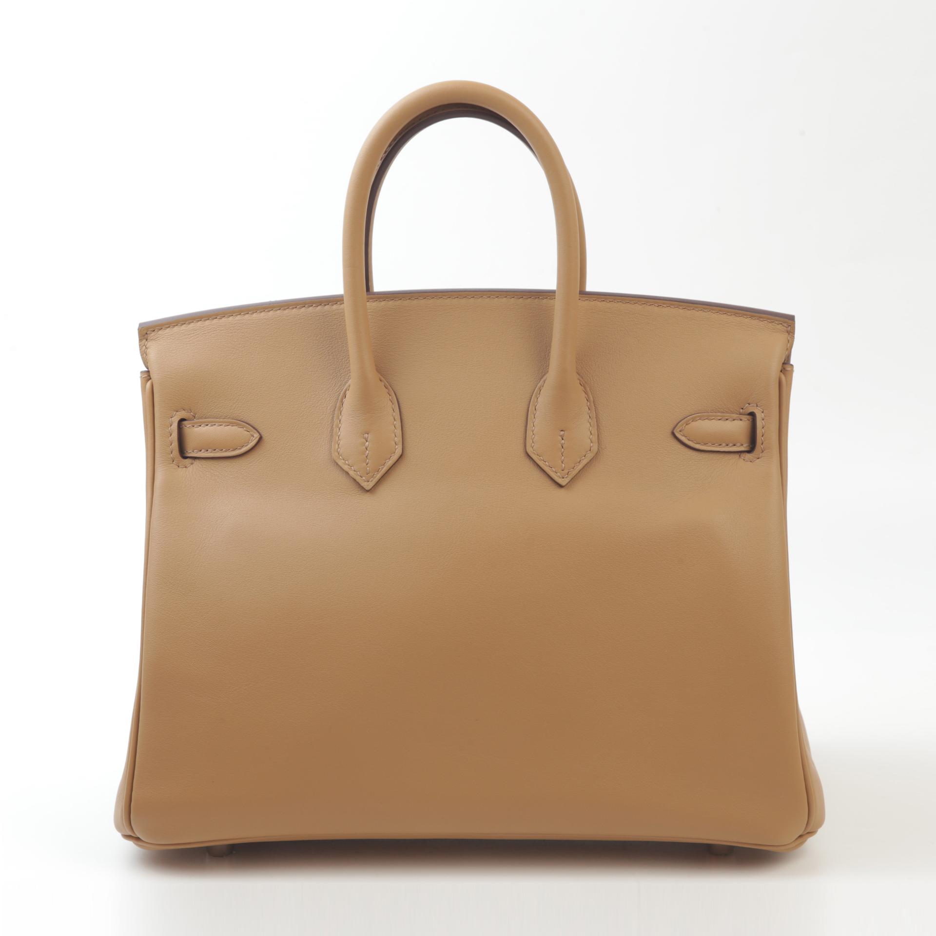 Very Good ( Rank A) HERMÈS Limited Edition Birkin 25 In & Out Biscuit (4B) Swift Palladium hardware B (2023) - 2