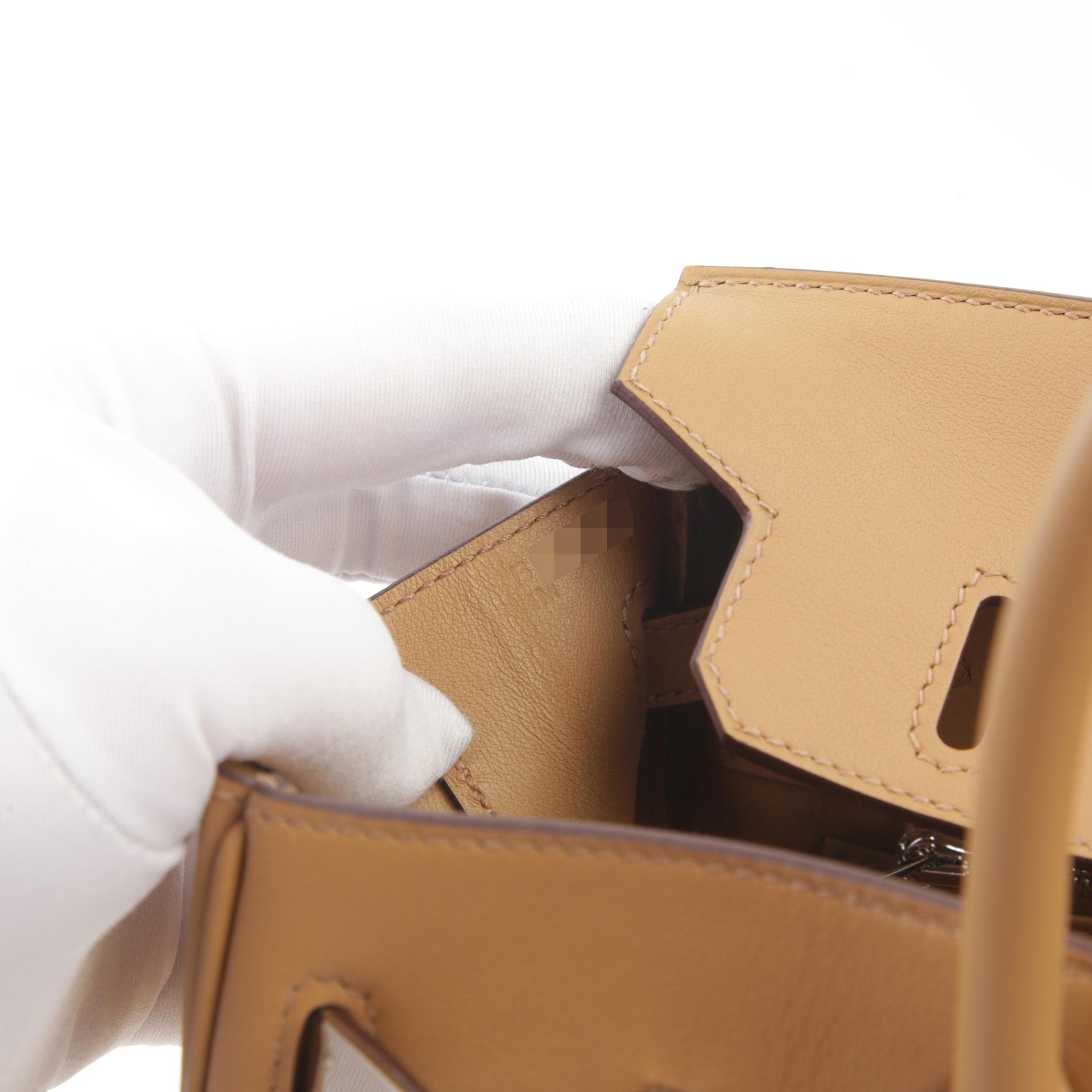 Very Good ( Rank A) HERMÈS Limited Edition Birkin 25 In & Out Biscuit (4B) Swift Palladium hardware B (2023) - 11