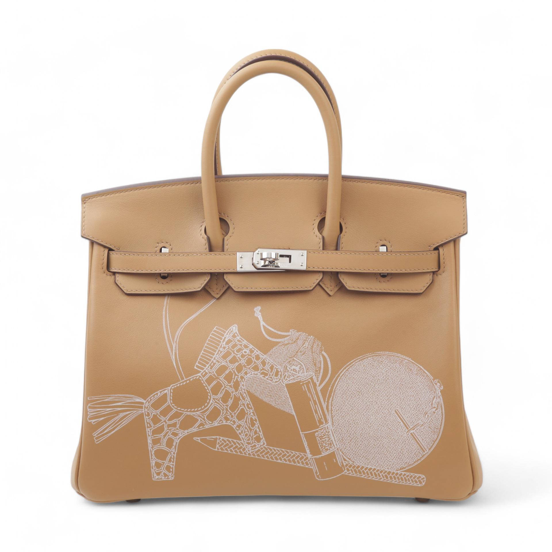 Very Good ( Rank A) HERMÈS Limited Edition Birkin 25 In & Out Biscuit (4B) Swift Palladium hardware B (2023) - 1