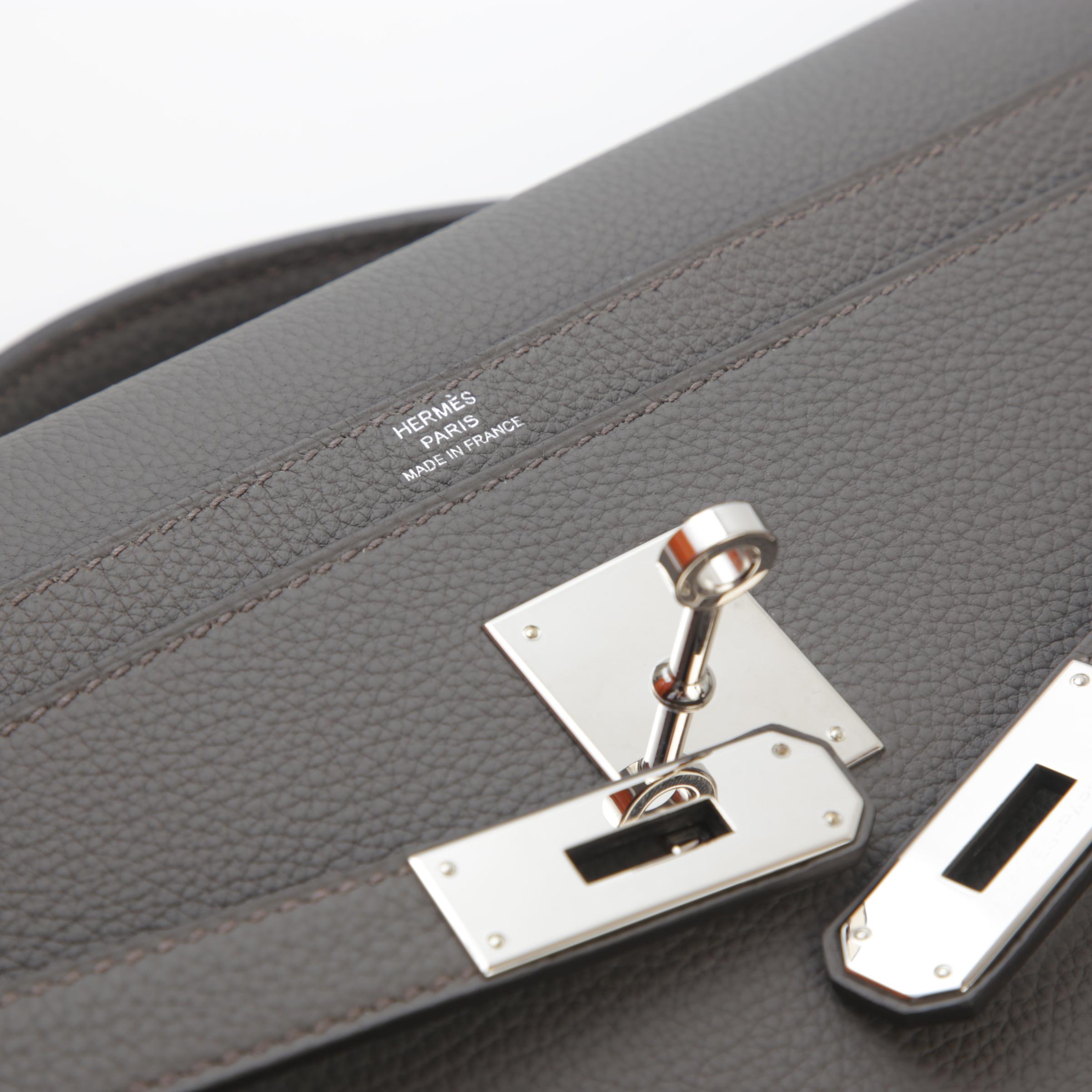 Excellent ( Rank SA ) HERMÈS Kelly depeches 36 Etain (8F) Togo Palladium hardware Z (2021) - 9