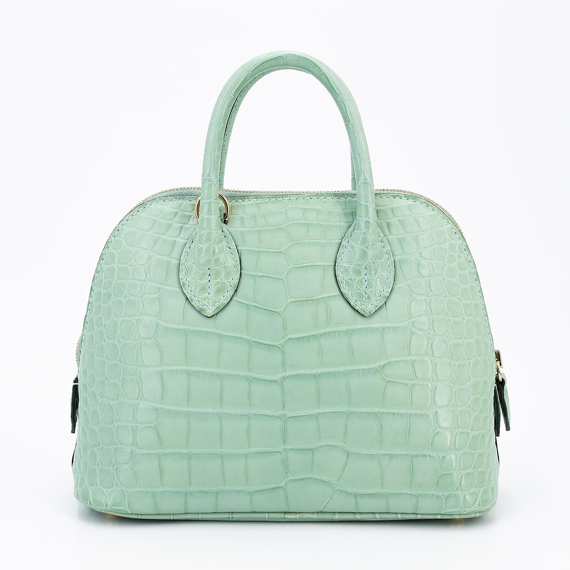 SA超美品 HERMÈS 爱马仕 Mini Bolide 1923 6U Vert d’Eau 薄荷绿 □ 短吻鳄 雾面 金扣 Z刻 2021年 - 2