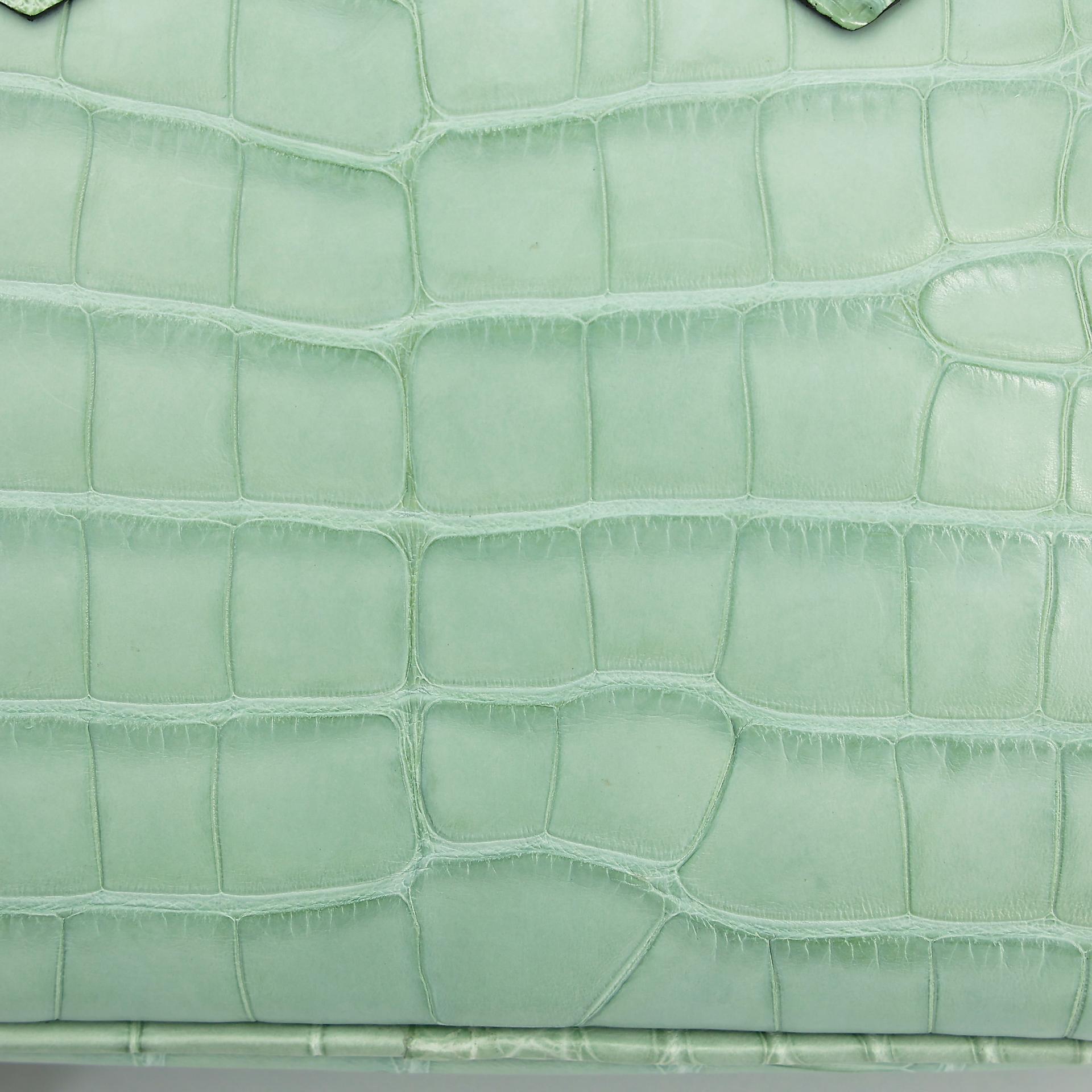 SA超美品 HERMÈS 爱马仕 Mini Bolide 1923 6U Vert d’Eau 薄荷绿 □ 短吻鳄 雾面 金扣 Z刻 2021年 - 12