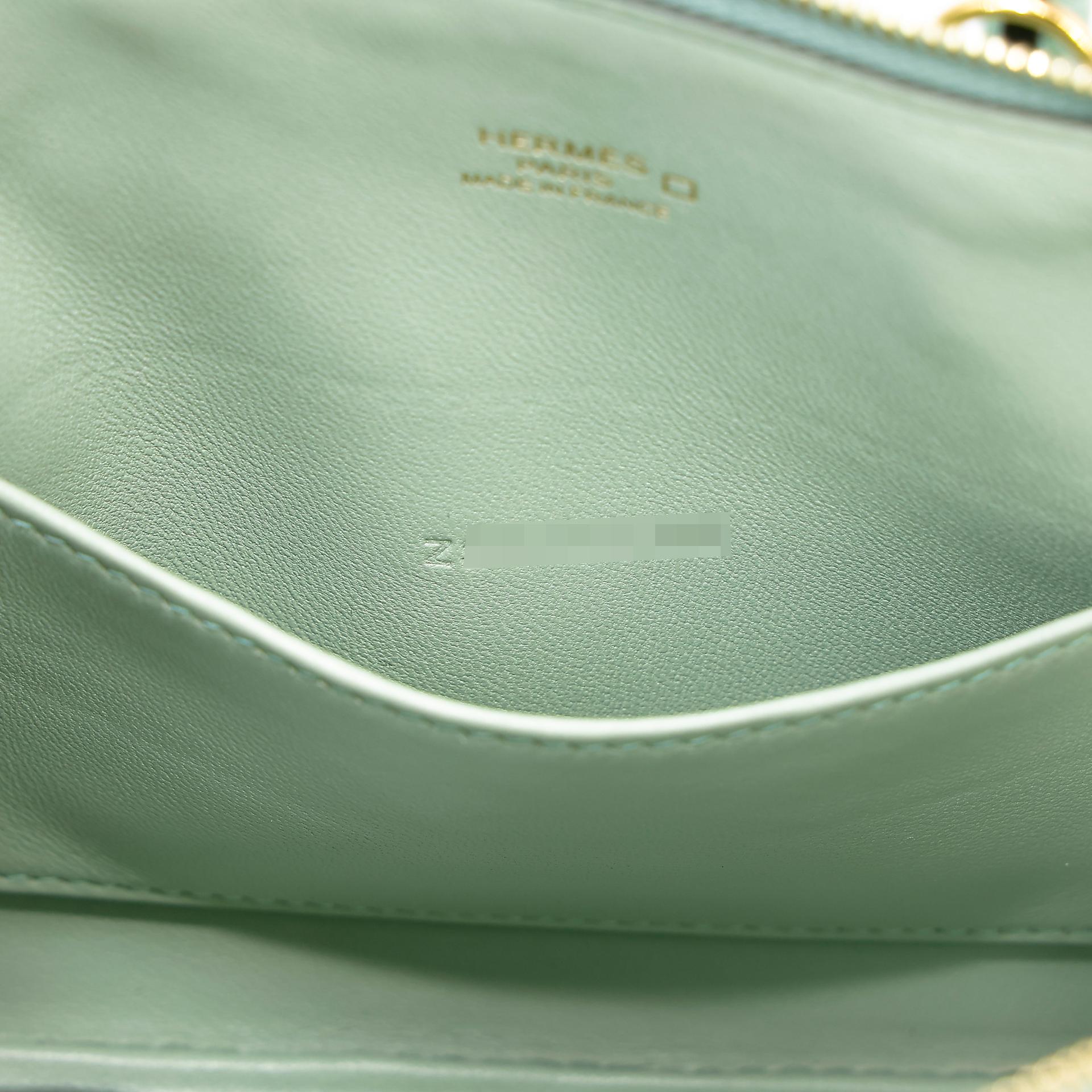 SA超美品 HERMÈS 爱马仕 Mini Bolide 1923 6U Vert d’Eau 薄荷绿 □ 短吻鳄 雾面 金扣 Z刻 2021年 - 15