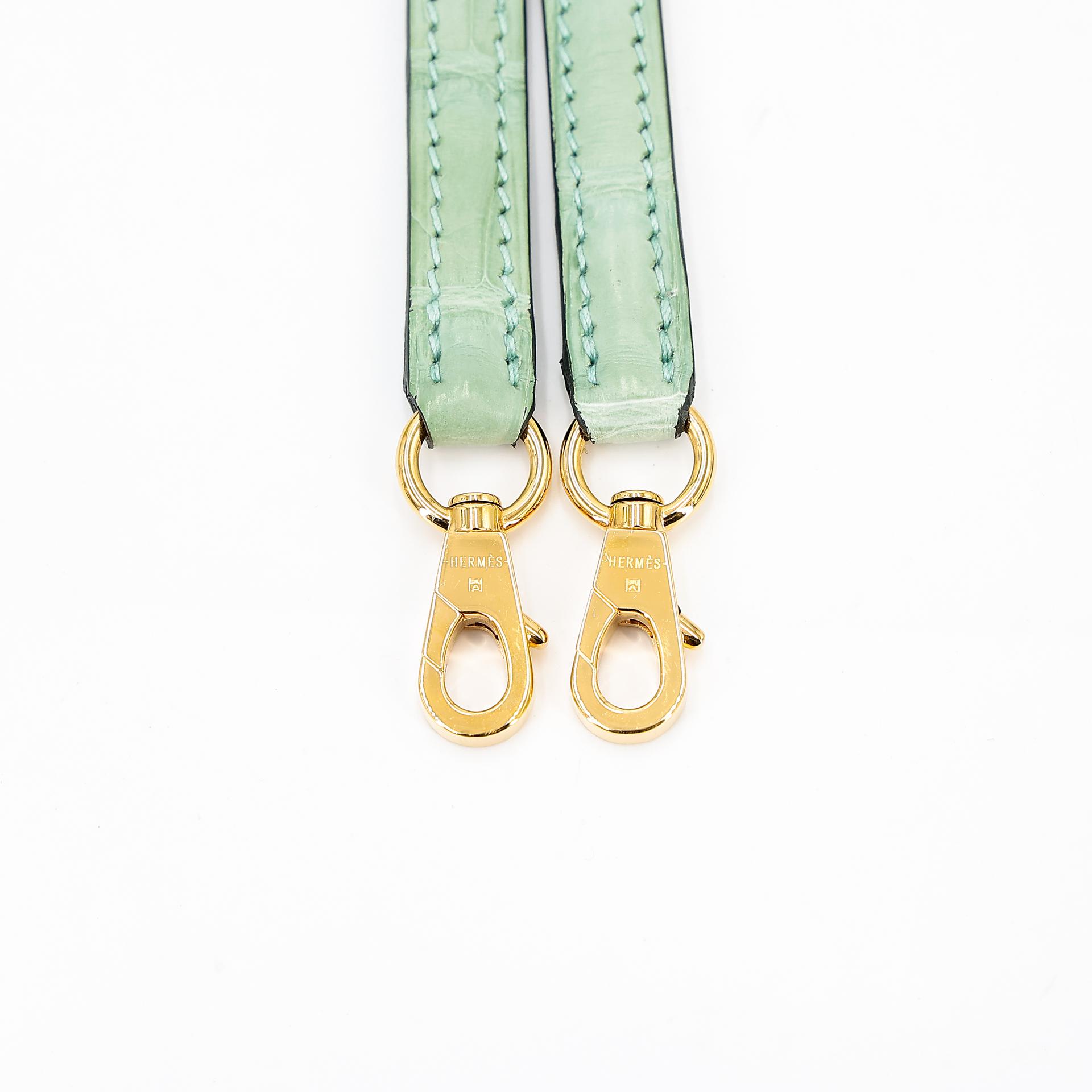 SA超美品 HERMÈS 爱马仕 Mini Bolide 1923 6U Vert d’Eau 薄荷绿 □ 短吻鳄 雾面 金扣 Z刻 2021年 - 20