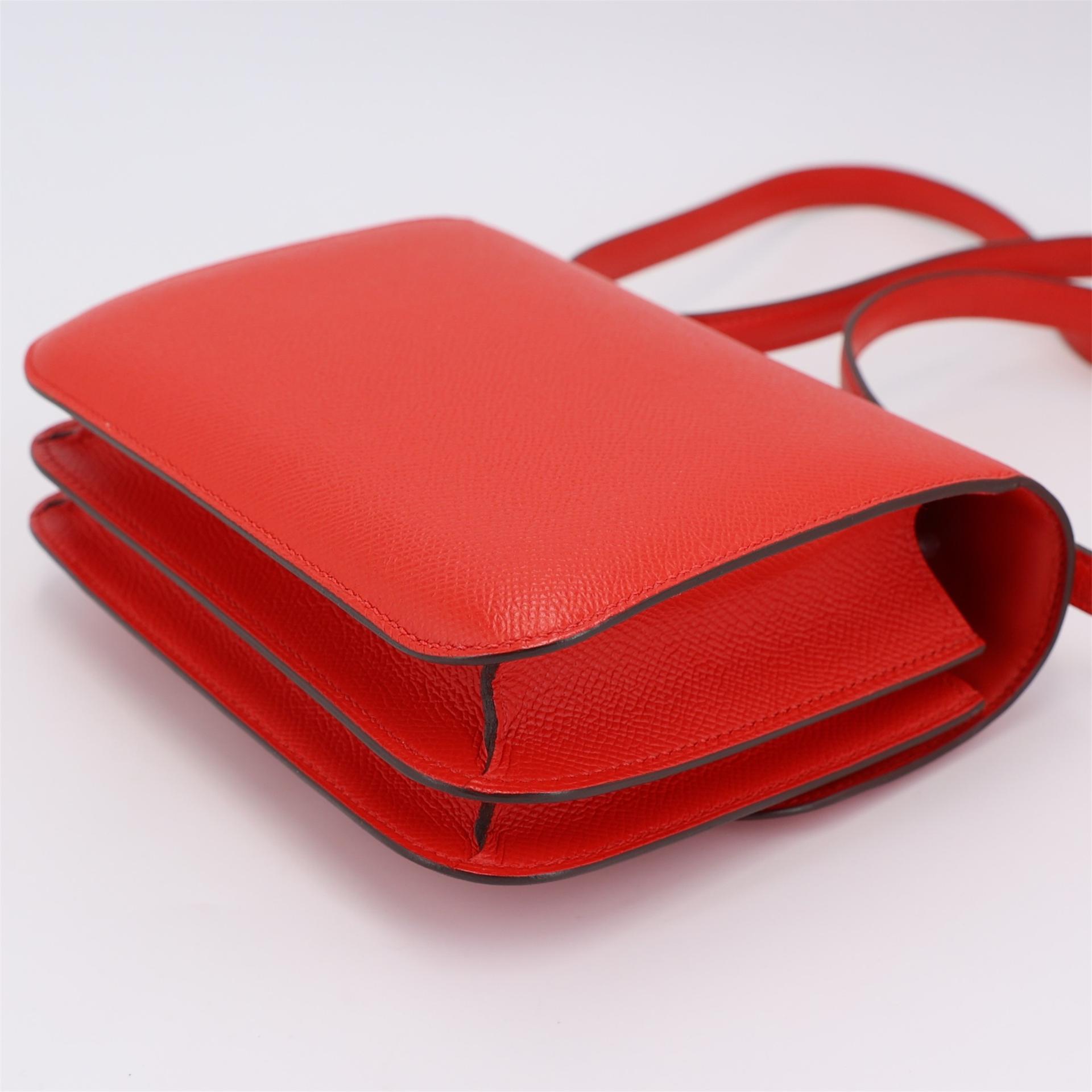 A美品 HERMÈS 愛馬仕 Constance 康康 Mini 19 S3 桃心紅 Rouge De Coeur Epsom牛皮 琺瑯扣 D刻 2019年 - 6