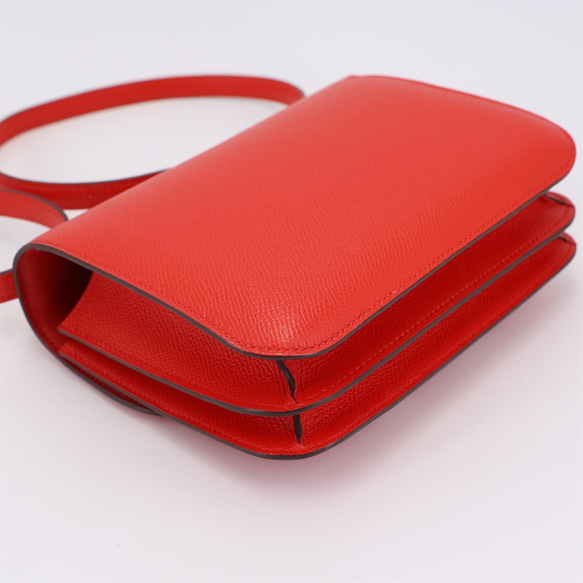 A美品 HERMÈS 愛馬仕 Constance 康康 Mini 19 S3 桃心紅 Rouge De Coeur Epsom牛皮 琺瑯扣 D刻 2019年 - 7