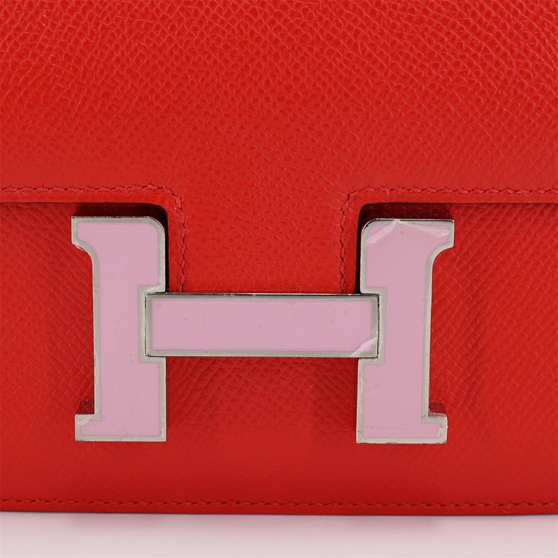 A美品 HERMÈS 愛馬仕 Constance 康康 Mini 19 S3 桃心紅 Rouge De Coeur Epsom牛皮 琺瑯扣 D刻 2019年 - 8
