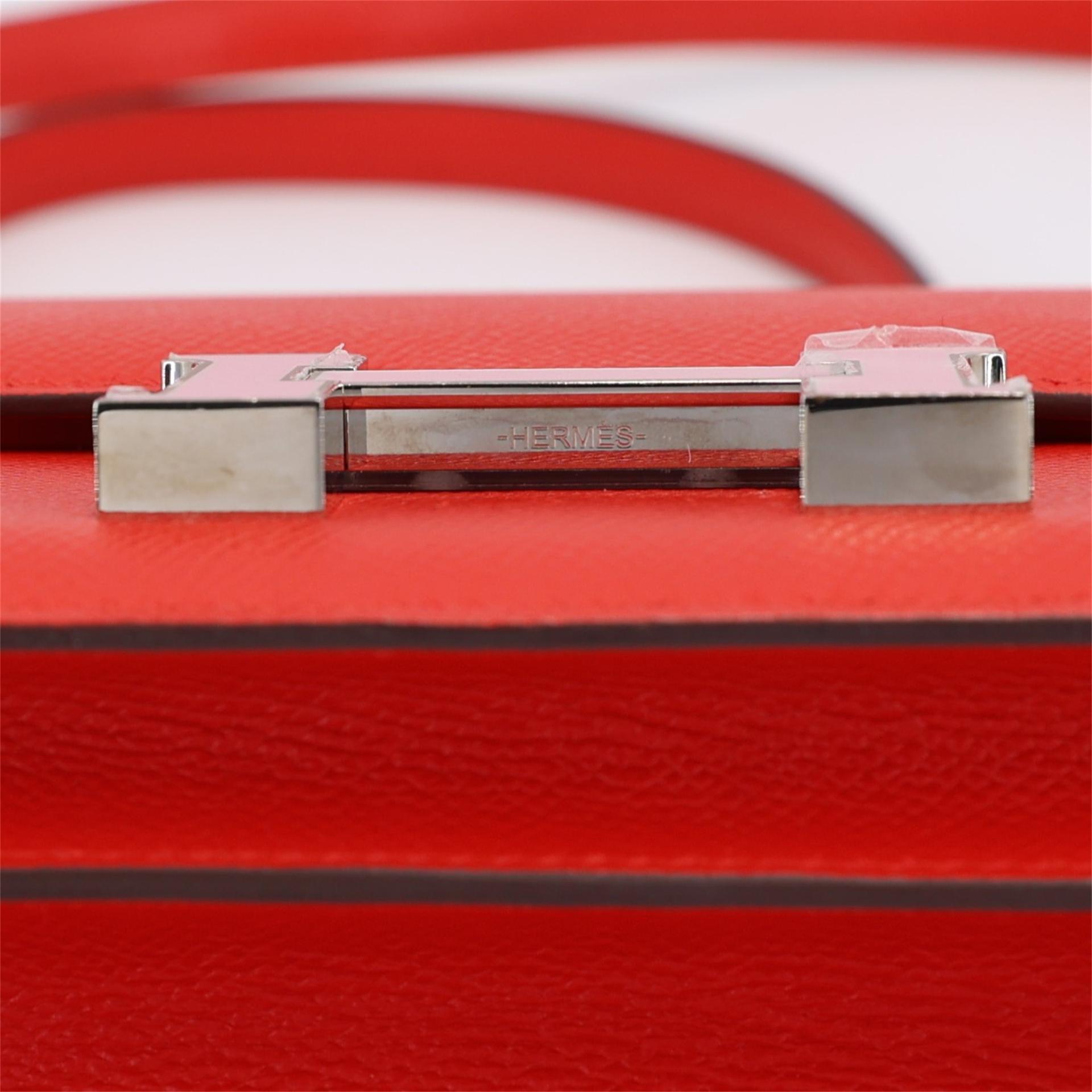A美品 HERMÈS 愛馬仕 Constance 康康 Mini 19 S3 桃心紅 Rouge De Coeur Epsom牛皮 琺瑯扣 D刻 2019年 - 10