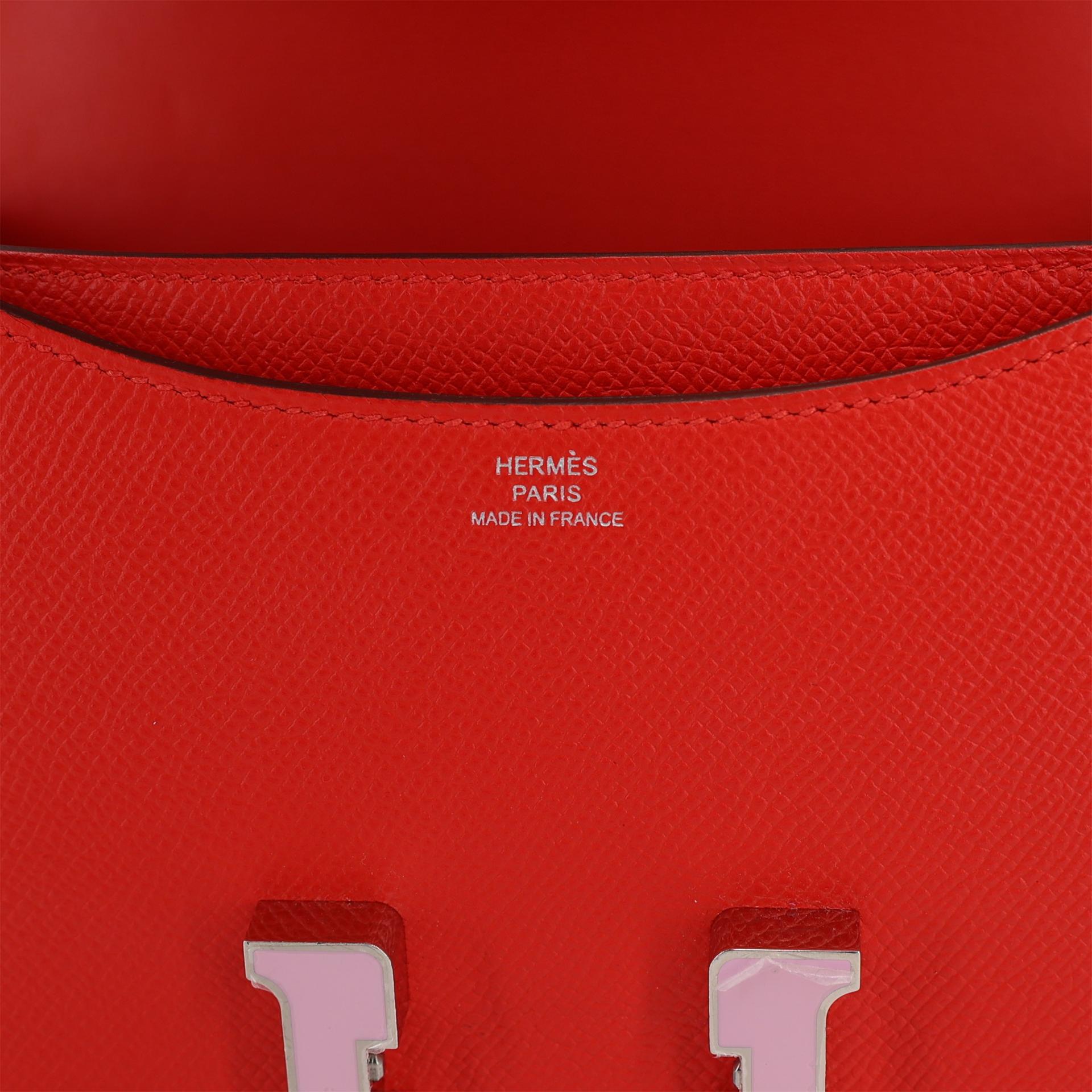 A美品 HERMÈS 愛馬仕 Constance 康康 Mini 19 S3 桃心紅 Rouge De Coeur Epsom牛皮 琺瑯扣 D刻 2019年 - 9