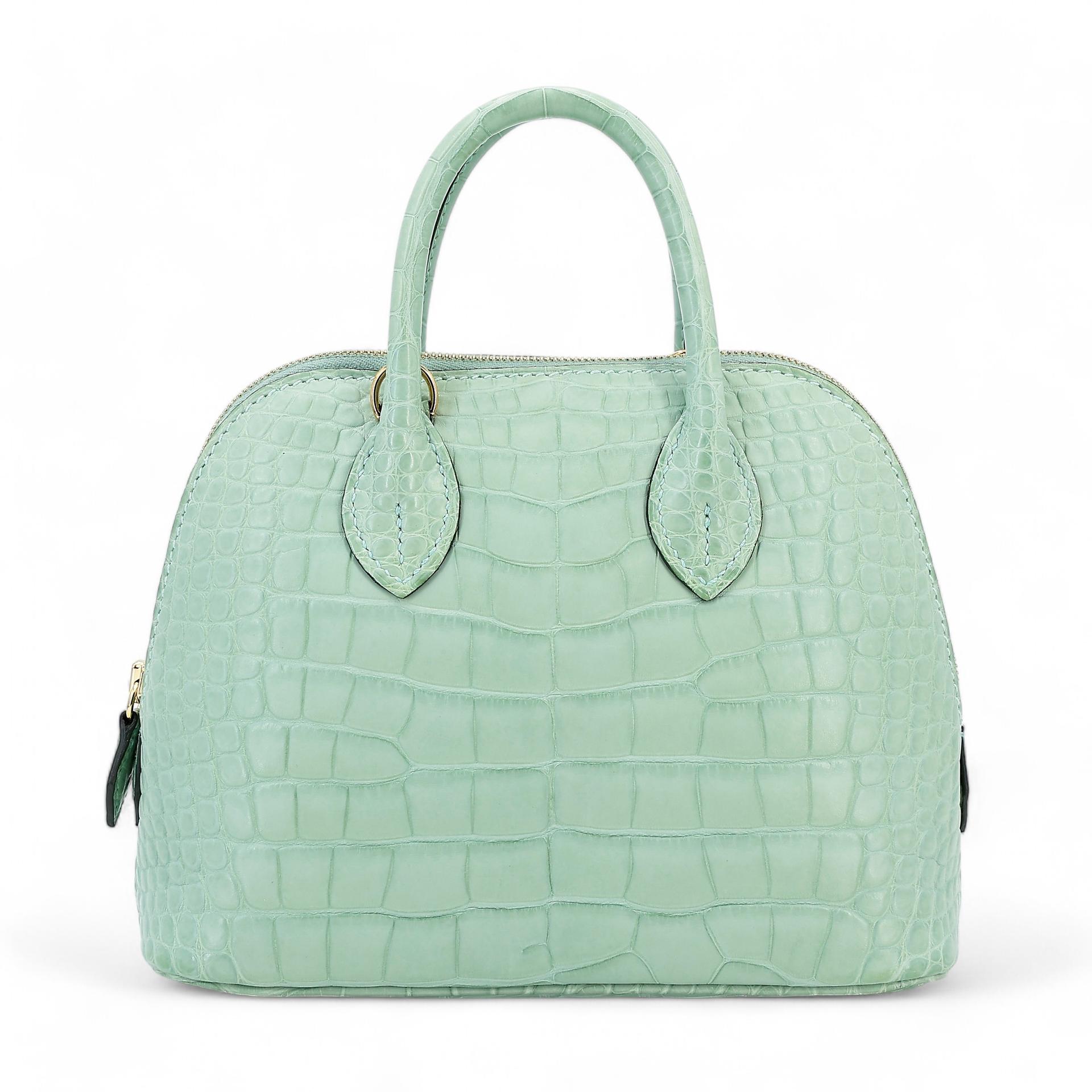 SA超美品 HERMÈS 爱马仕 Mini Bolide 1923 6U Vert d’Eau 薄荷绿 □ 短吻鳄 雾面 金扣 Z刻 2021年 - 1
