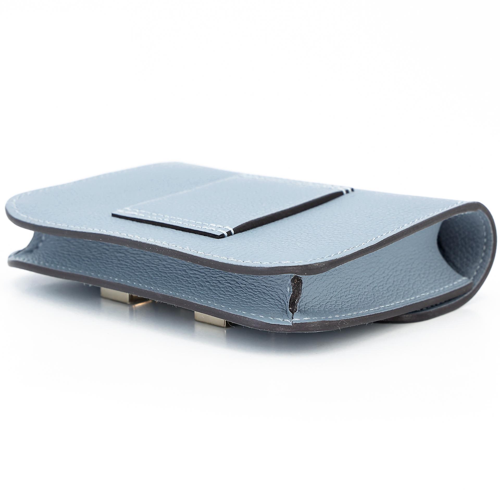 Very Good ( Rank A) HERMÈS Constance Slim Wallet Bleu Lin (J7) Evercolor Palladium hardware Z (2021) - 5