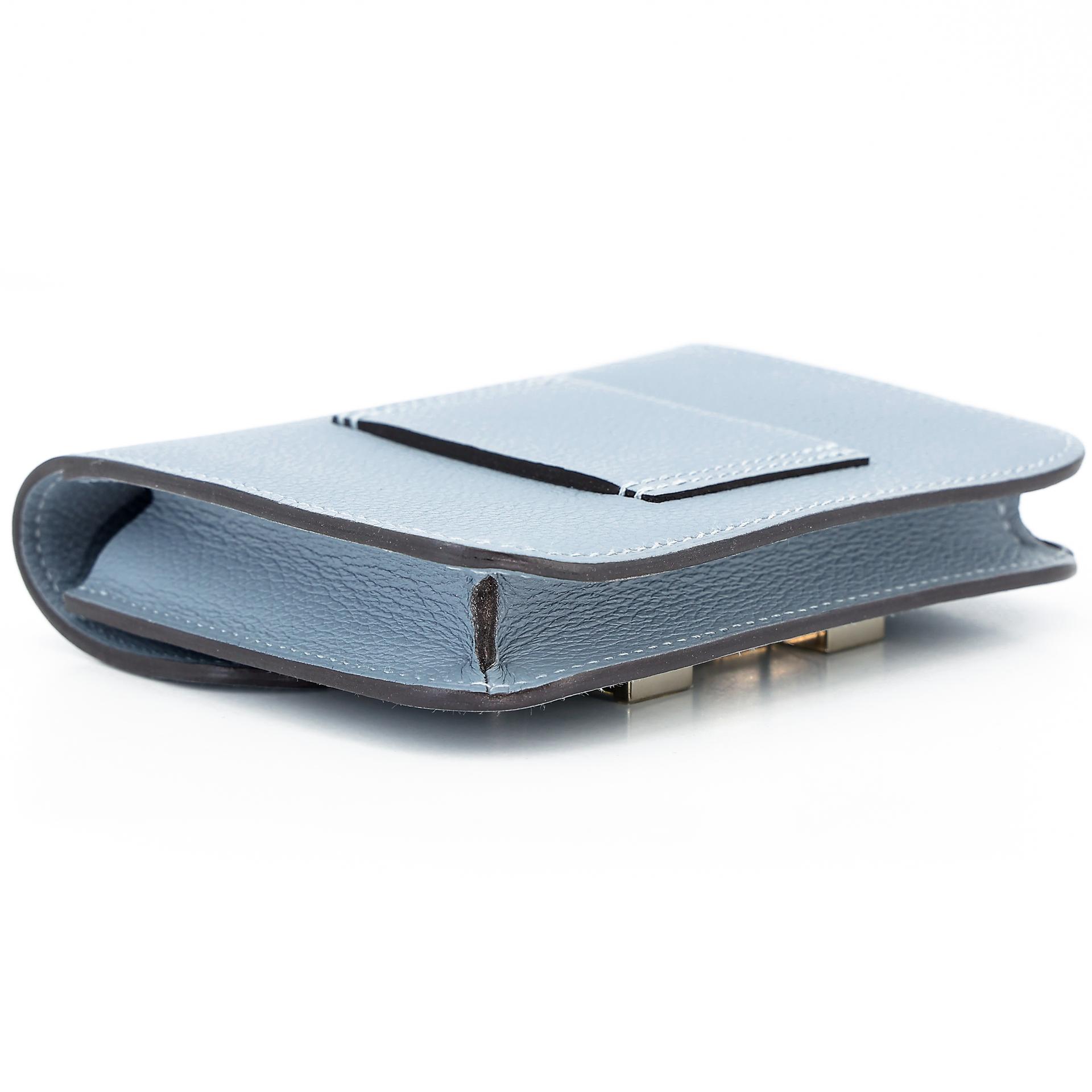 Very Good ( Rank A) HERMÈS Constance Slim Wallet Bleu Lin (J7) Evercolor Palladium hardware Z (2021) - 6