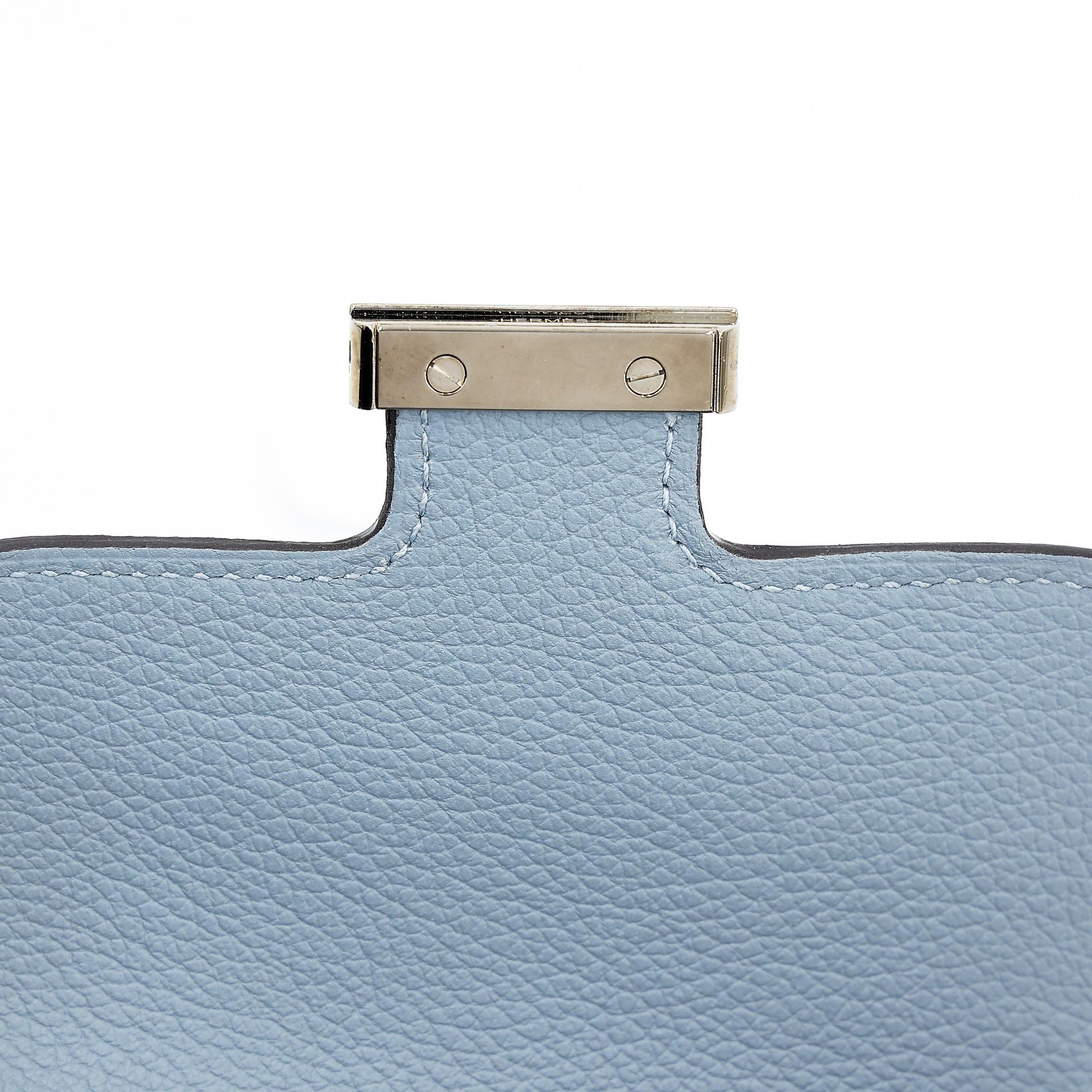 Very Good ( Rank A) HERMÈS Constance Slim Wallet Bleu Lin (J7) Evercolor Palladium hardware Z (2021) - 8