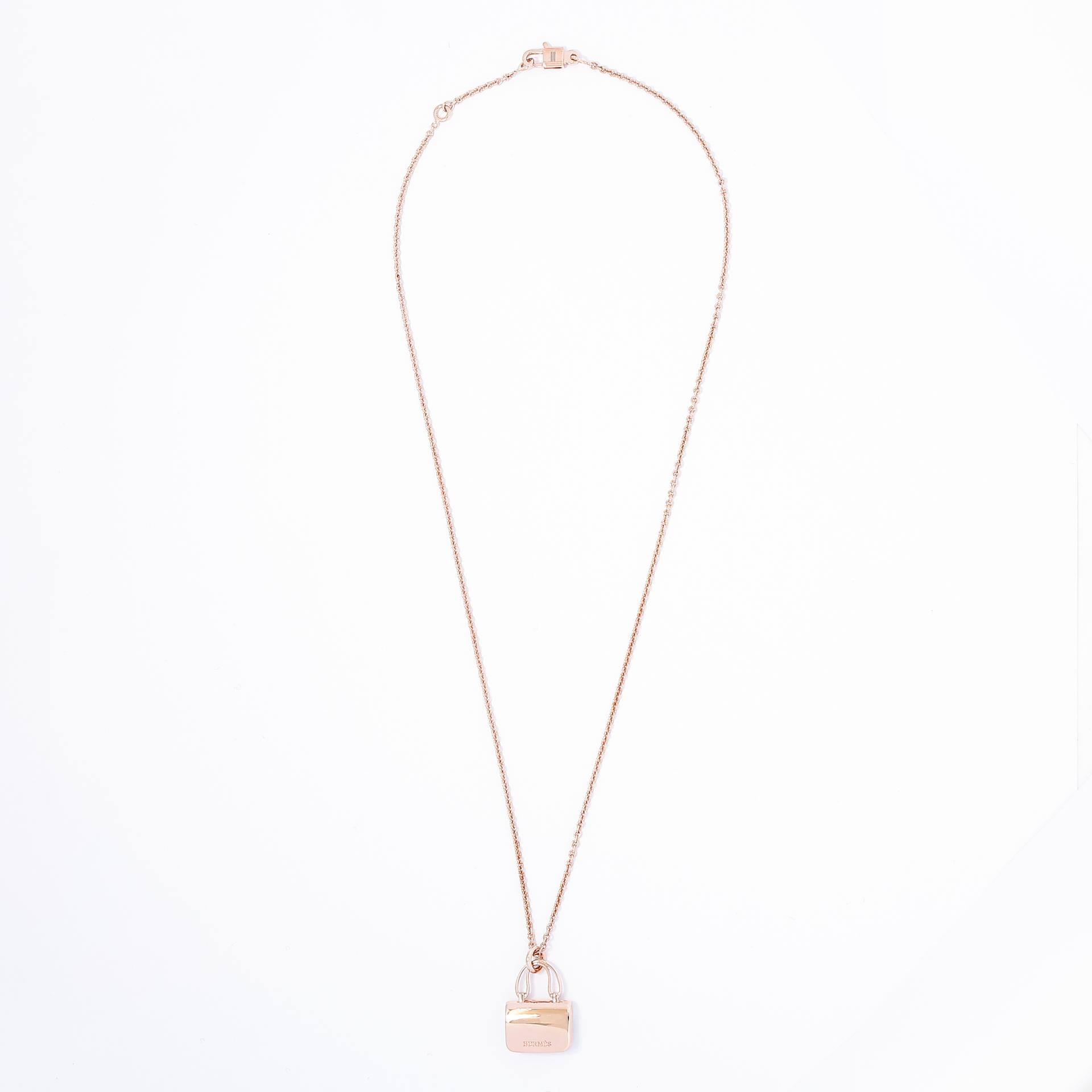 Brand New ( Rank N ) HERMÈS Amulettes Constance pendant Rose Gold Diamond Rose Gold hardware - 4