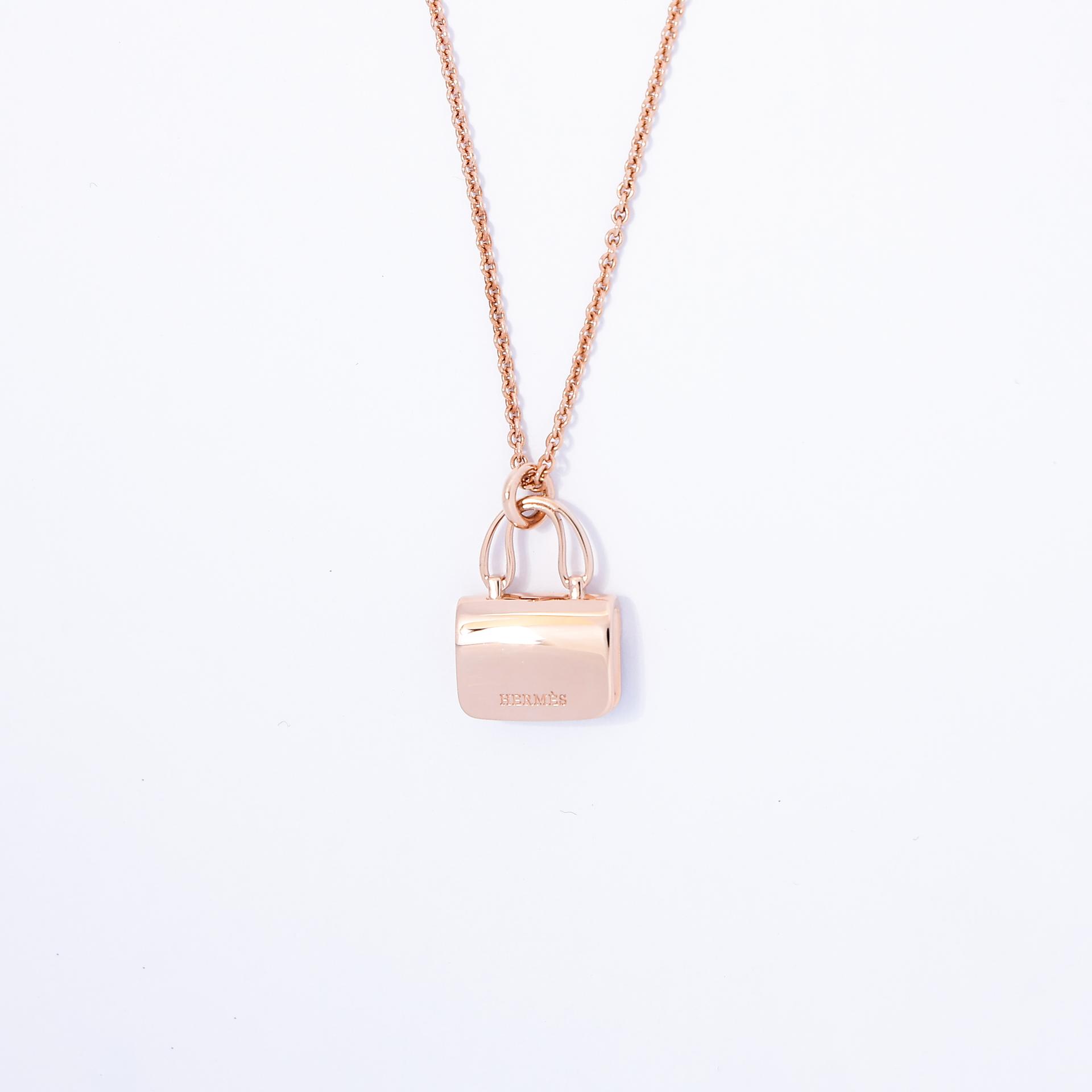 Brand New ( Rank N ) HERMÈS Amulettes Constance pendant Rose Gold Diamond Rose Gold hardware - 5