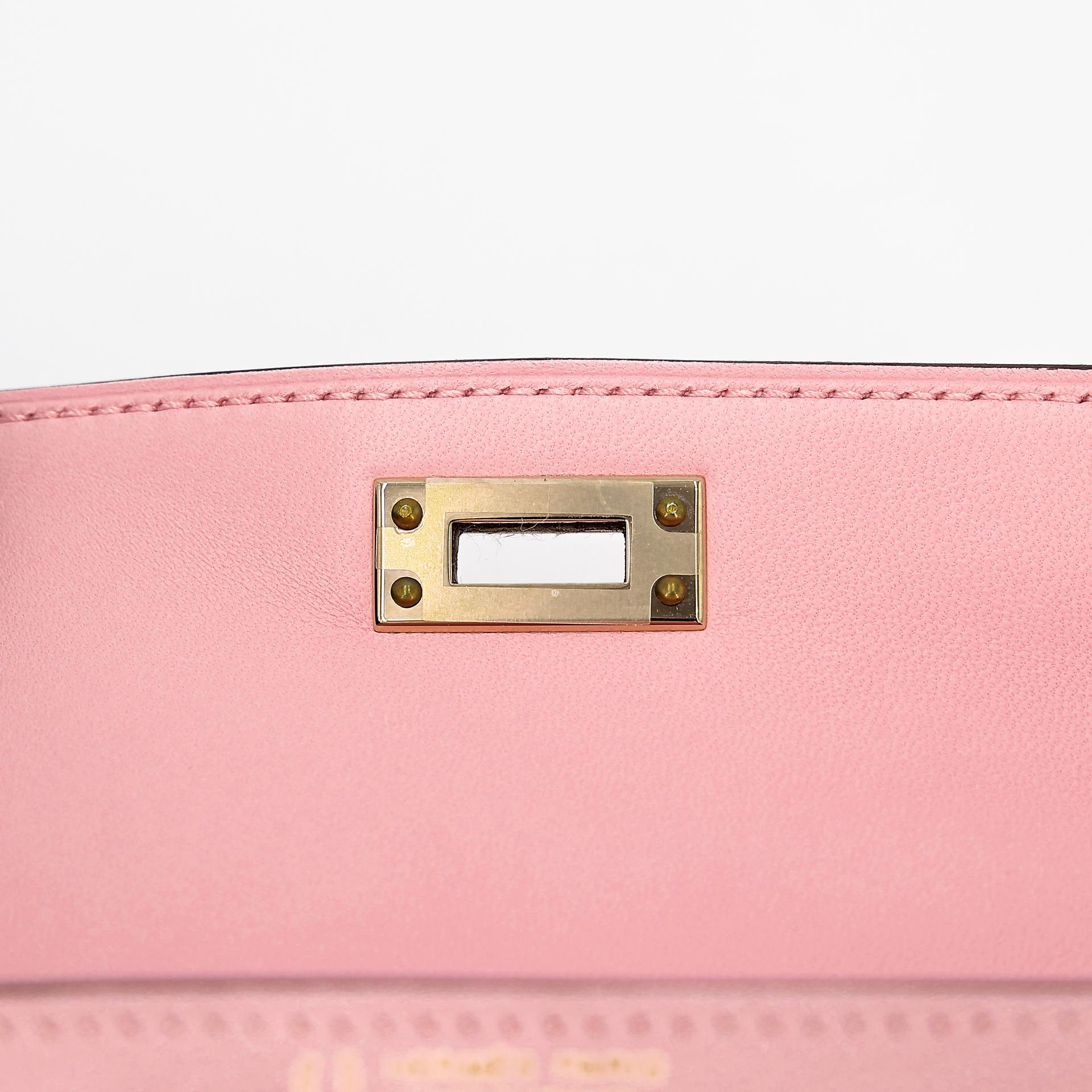 Brand New ( Rank N ) HERMÈS Special Order Mini Kelly II HSS Rose Sakura (3Q) Gris Perle (80) Chevre Permabrass hardware B (2023) - 10