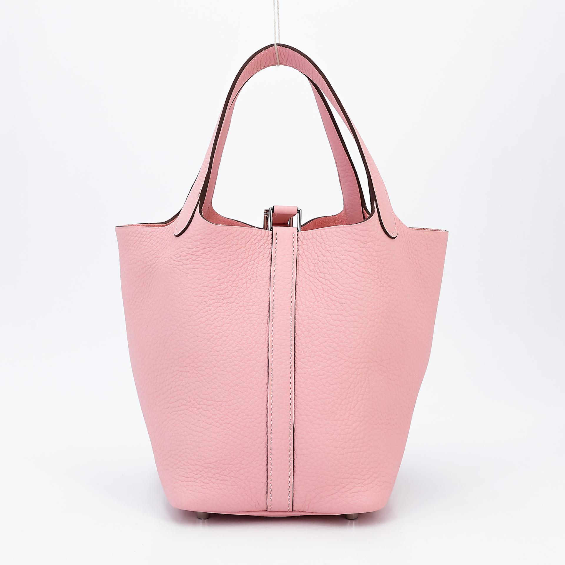 Brand New ( Rank N ) HERMÈS Picotin Lock PM Rose Sakura (3Q) Clemence Palladium hardware W (2024) - 2