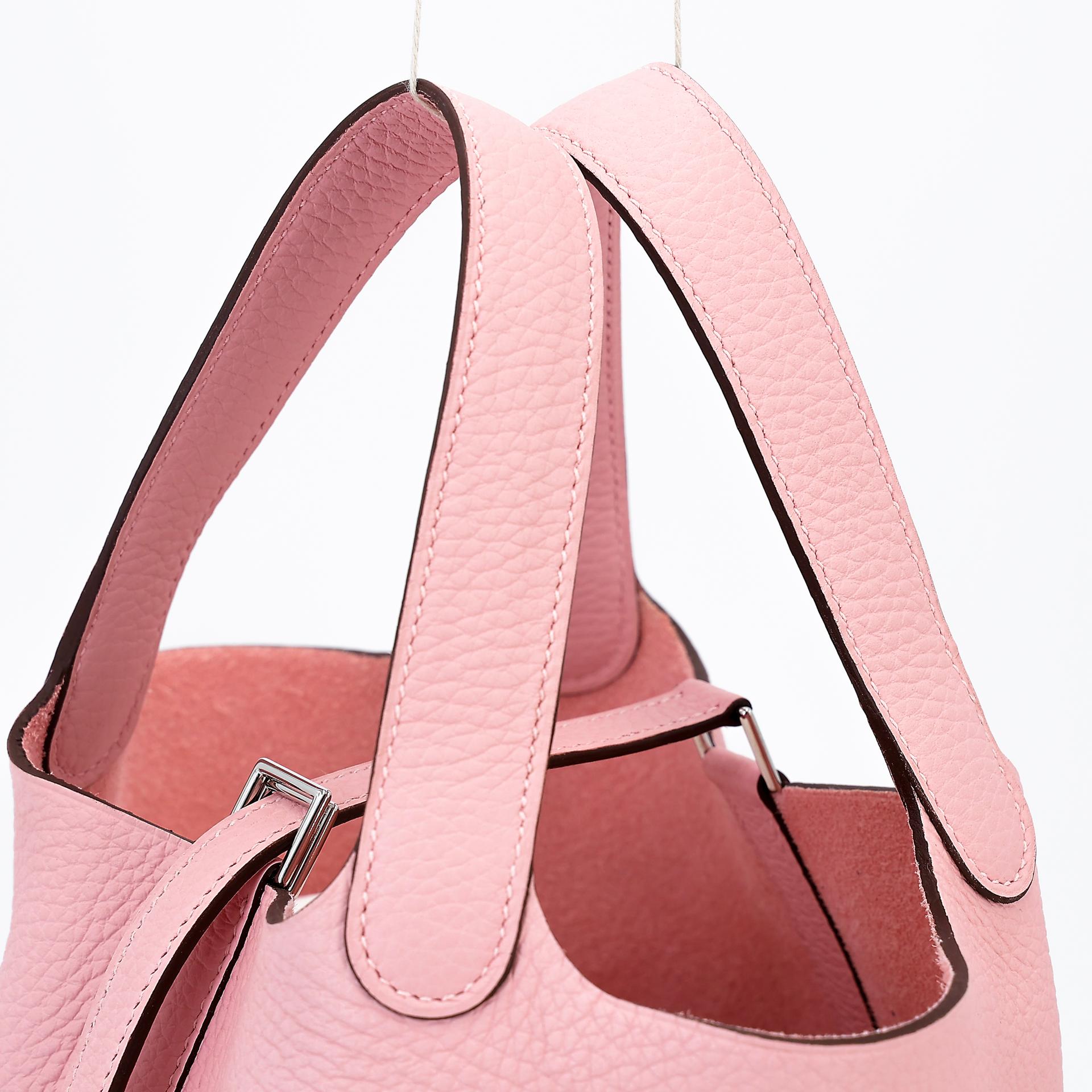 Brand New ( Rank N ) HERMÈS Picotin Lock PM Rose Sakura (3Q) Clemence Palladium hardware W (2024) - 3