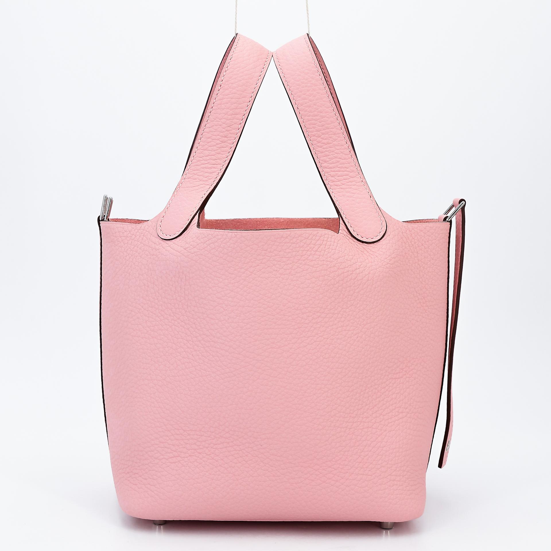 Brand New ( Rank N ) HERMÈS Picotin Lock PM Rose Sakura (3Q) Clemence Palladium hardware W (2024) - 4