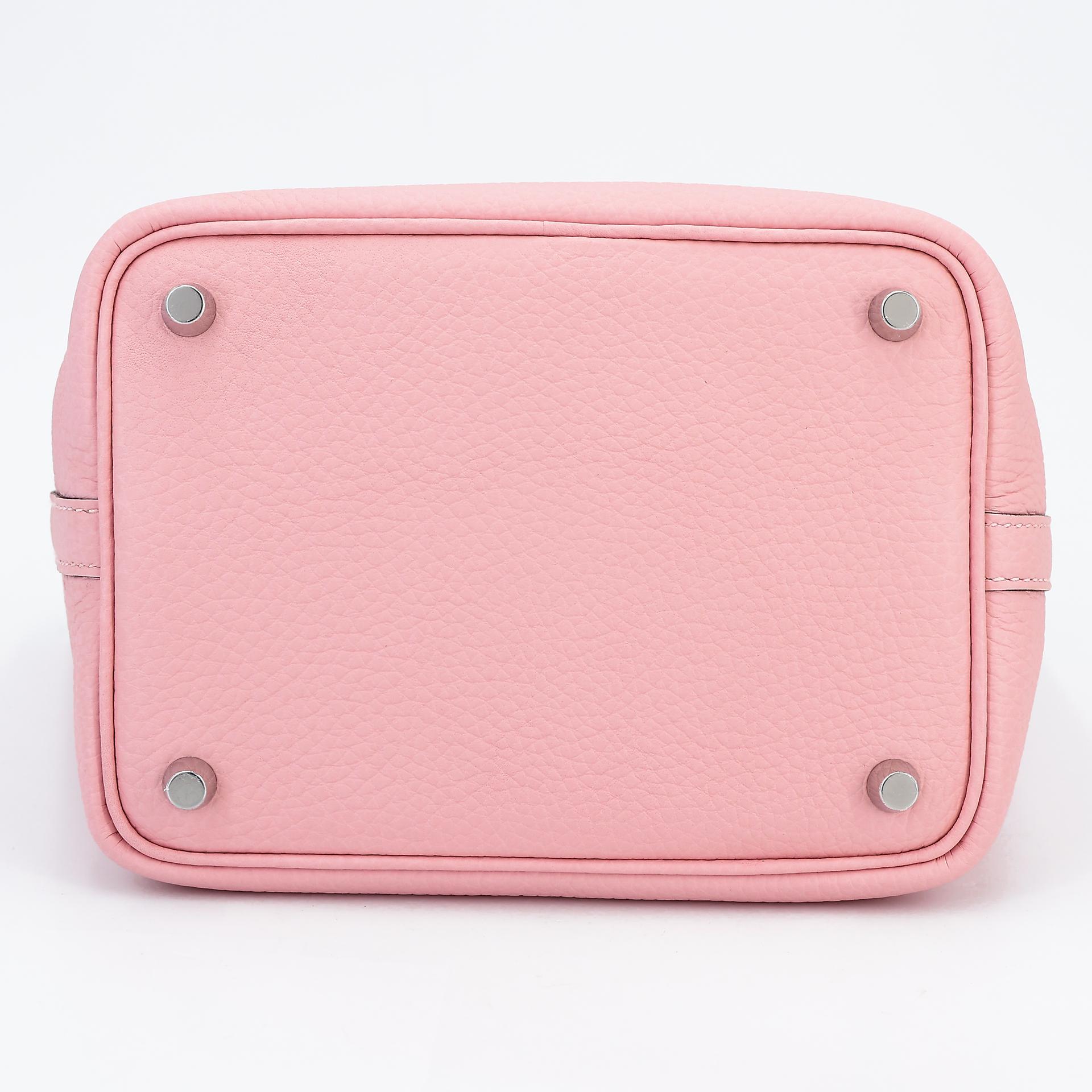 Brand New ( Rank N ) HERMÈS Picotin Lock PM Rose Sakura (3Q) Clemence Palladium hardware W (2024) - 6