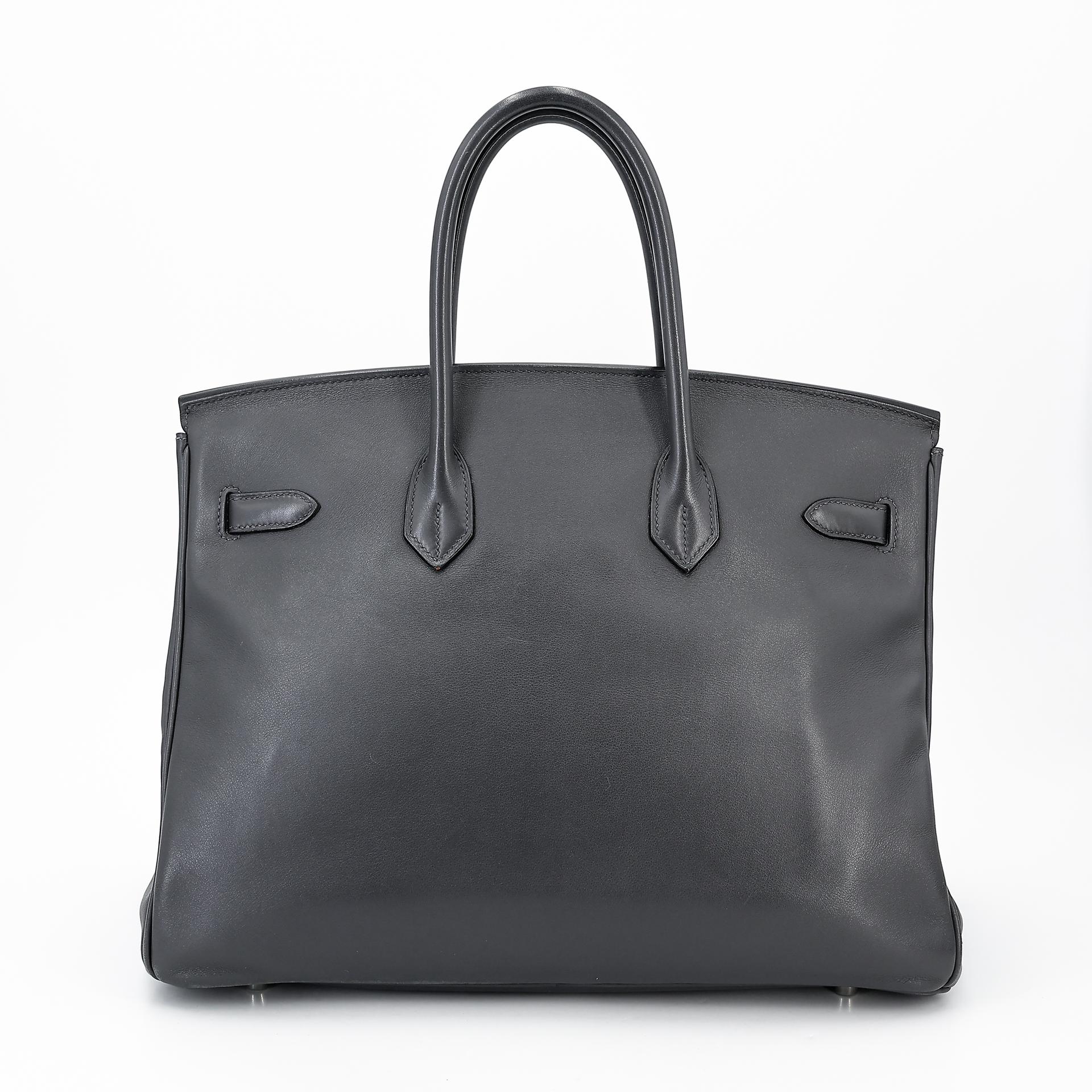 Good ( Rank AB) HERMÈS Birkin 35 Graphite (88) Swift Palladium hardware Square L (2008) - 2