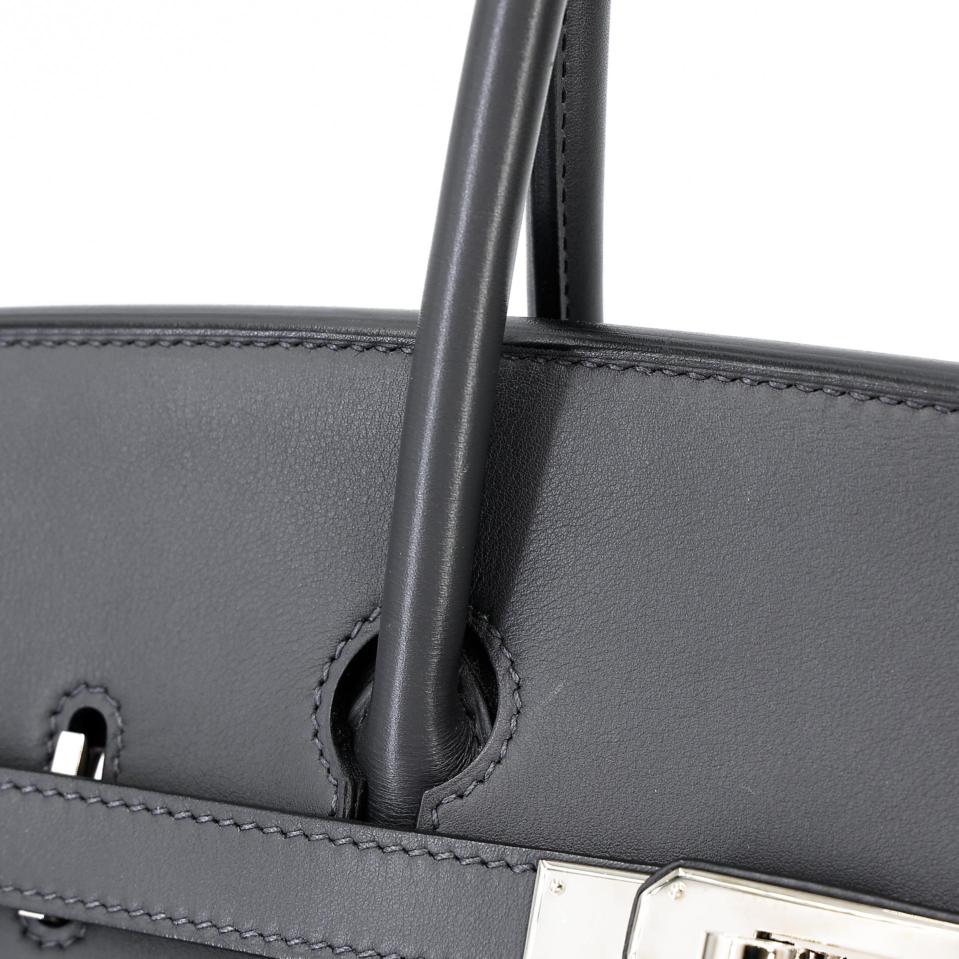Good ( Rank AB) HERMÈS Birkin 35 Graphite (88) Swift Palladium hardware Square L (2008) - 5