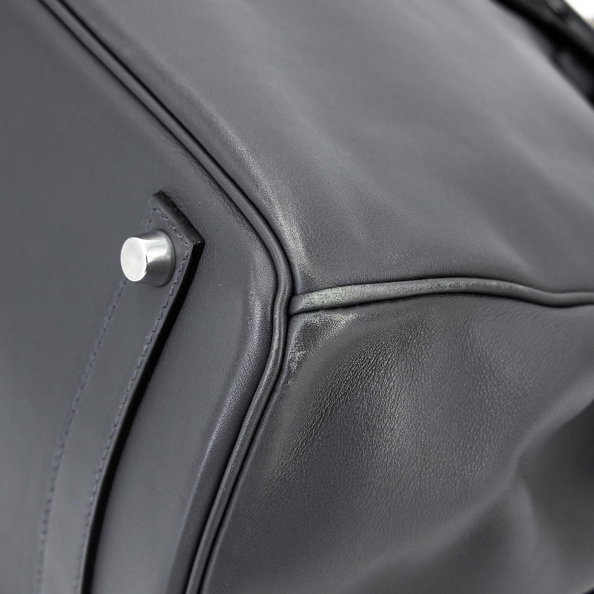 Good ( Rank AB) HERMÈS Birkin 35 Graphite (88) Swift Palladium hardware Square L (2008) - 12