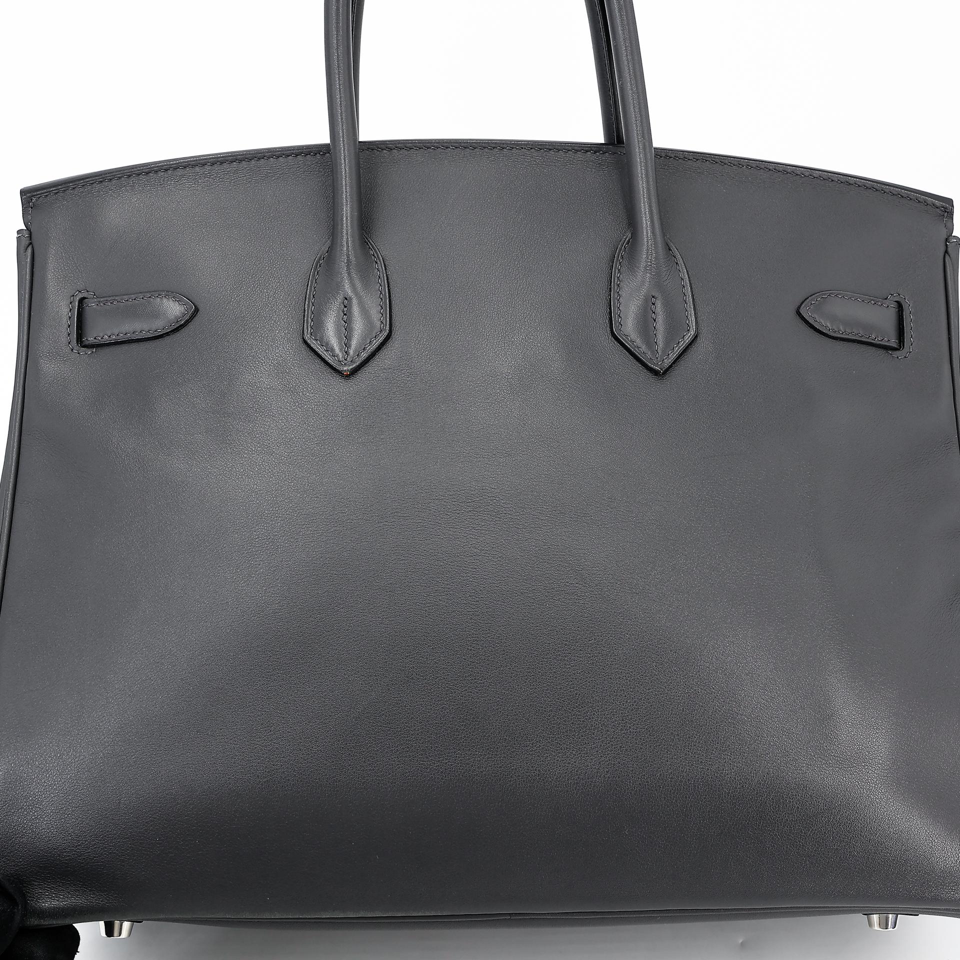 Good ( Rank AB) HERMÈS Birkin 35 Graphite (88) Swift Palladium hardware Square L (2008) - 18